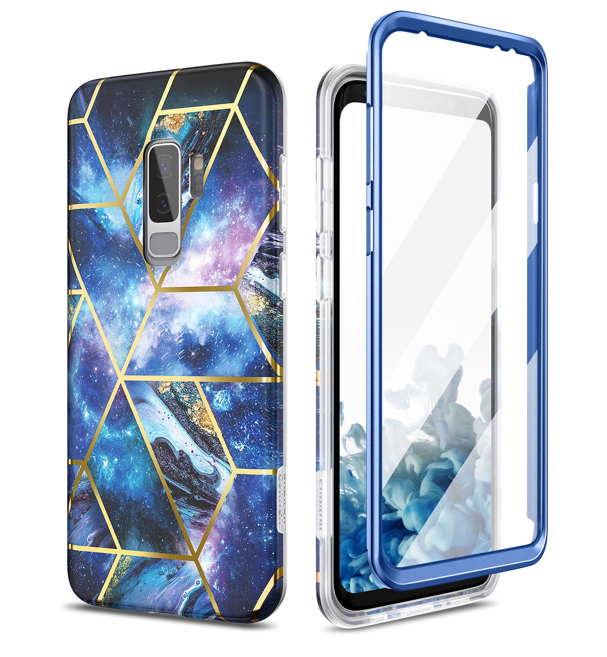 Suritch Samsung Galaxy S9 Plus Marble Case, [Built In Screen Protector] Full Body Protection Shockproof Rugged Bumper Protective
