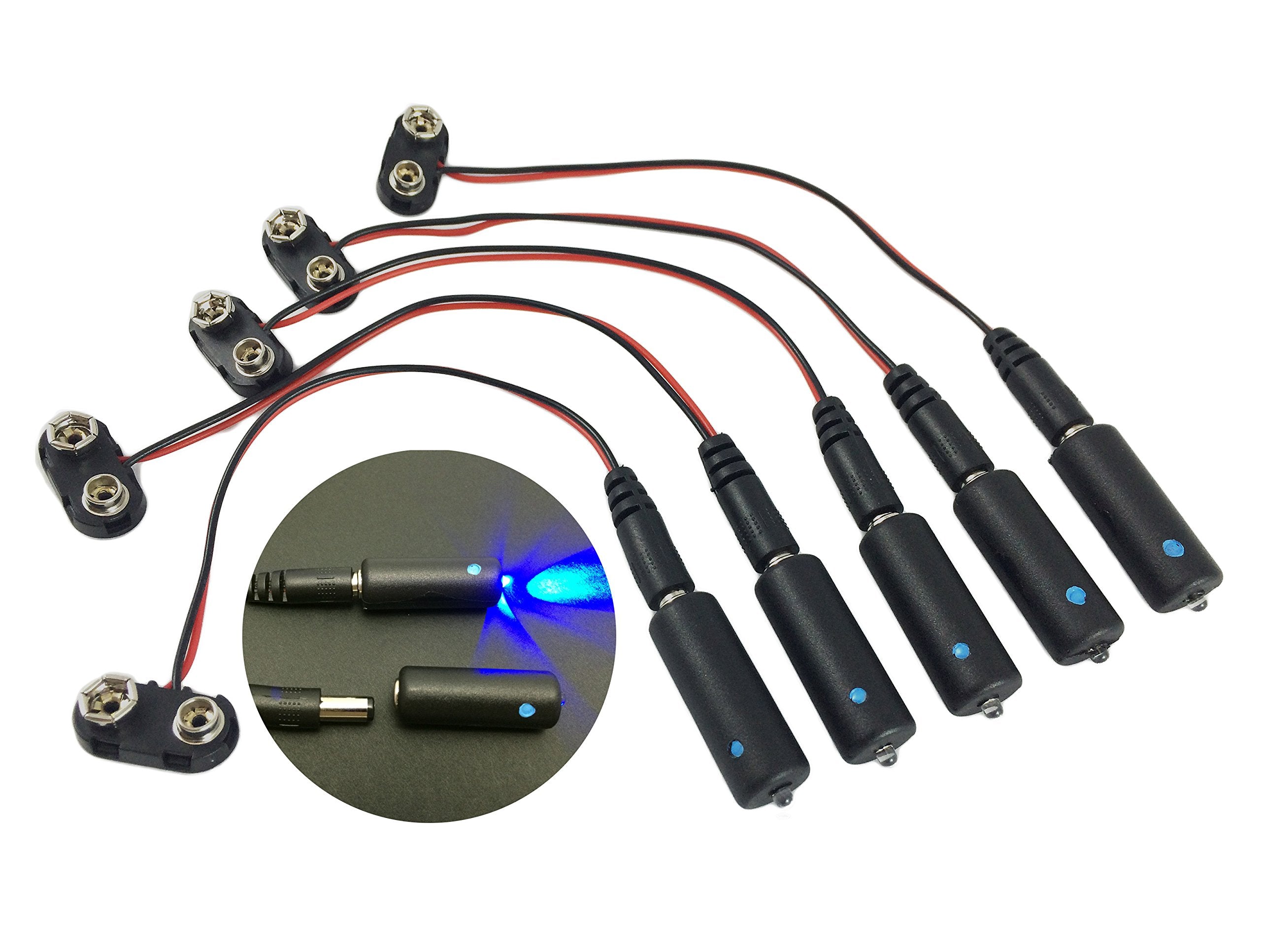 5 Pack, Blue Led 9 Volt Battery Operated Micro Effects Light For Scenery Props And Models