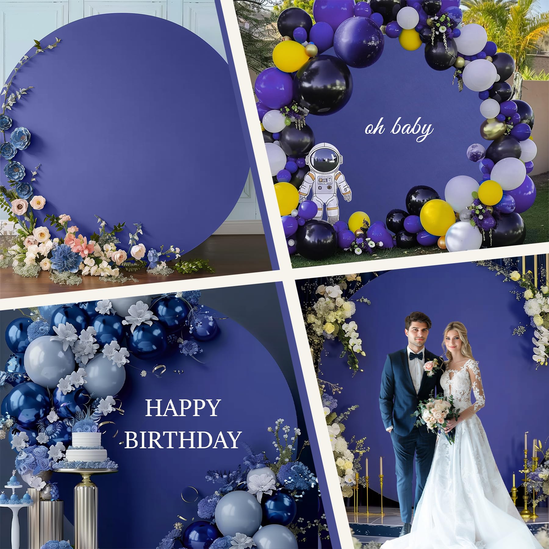 Haefoo 7.2Ft Navy Blue Round Backdrop Cover For 5 To 7.2Ft Circle Arch Stand   Adjustable Wrinkle Free Circle Backdrop Cover For