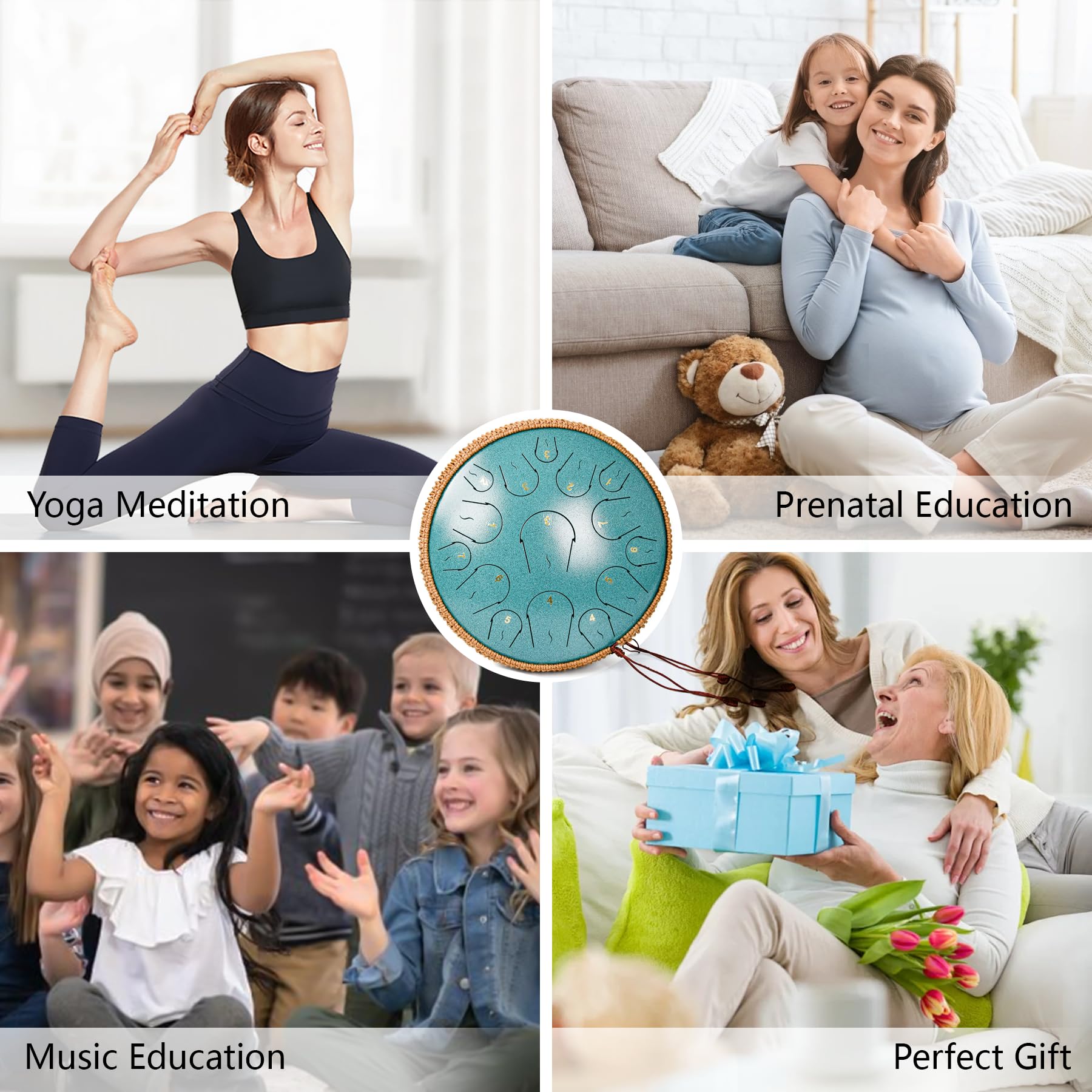 Steel Tongue Drum   14 Inch 15 Note Tongue Drum   Hand Pan Drum With Music Book, Handpan Drum Mallets And Carry Bag, C Major (Ma