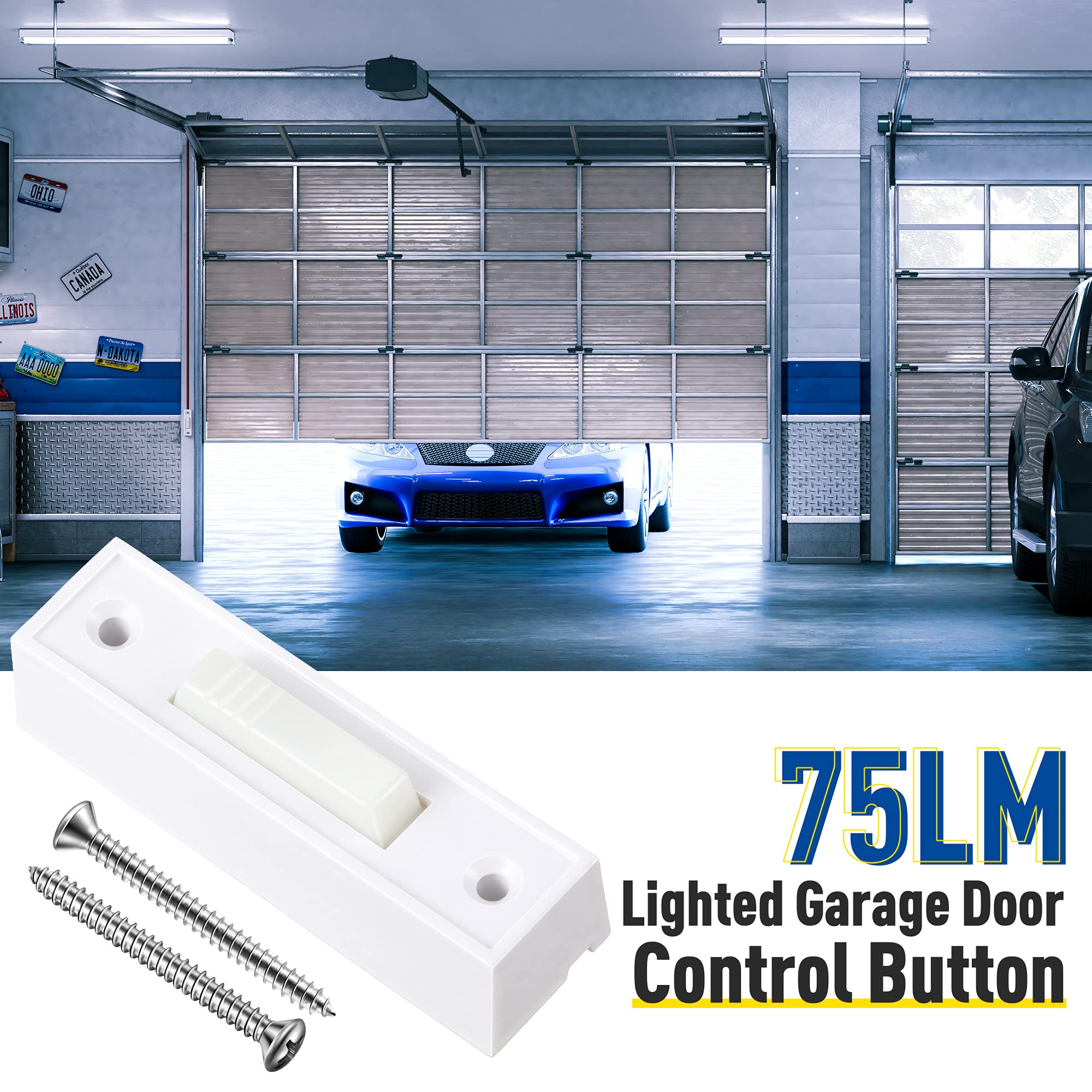 Lighted Doorbell Button, Garage Door Opener Switch With Led Light, 41A4166 Wall Mounted Push To Exit Ringer Button (White, 2 Pie