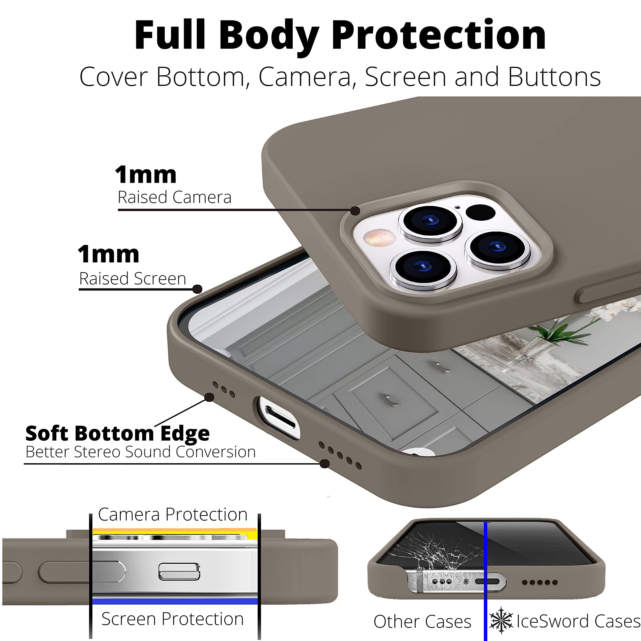 IceSword iPhone 13 Mini Case Shockproof Slim Liquid Silicone Protective Cover Deep Stone 5.4 inch
