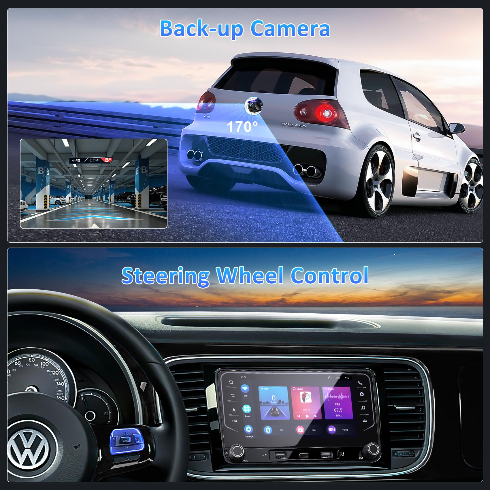 4G+64G 7 Inch Touch Screen Car Radio Stereo For Vw Jetta Passat Golf Tiguan Android 13 Wireless Carplay Android Auto Bluetooth W