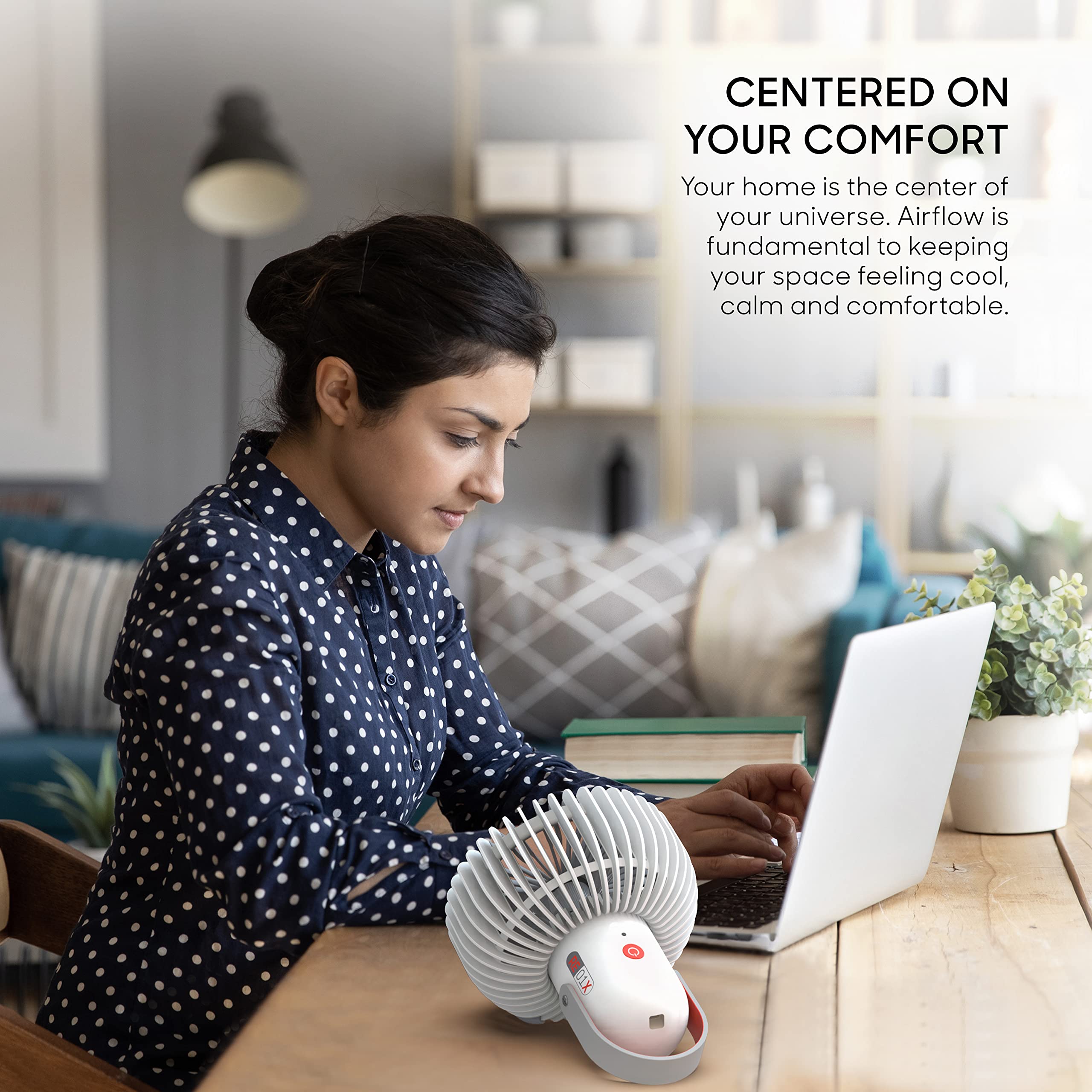 Sharper Image Refresh 01X Rechargeable Personal Fan, White