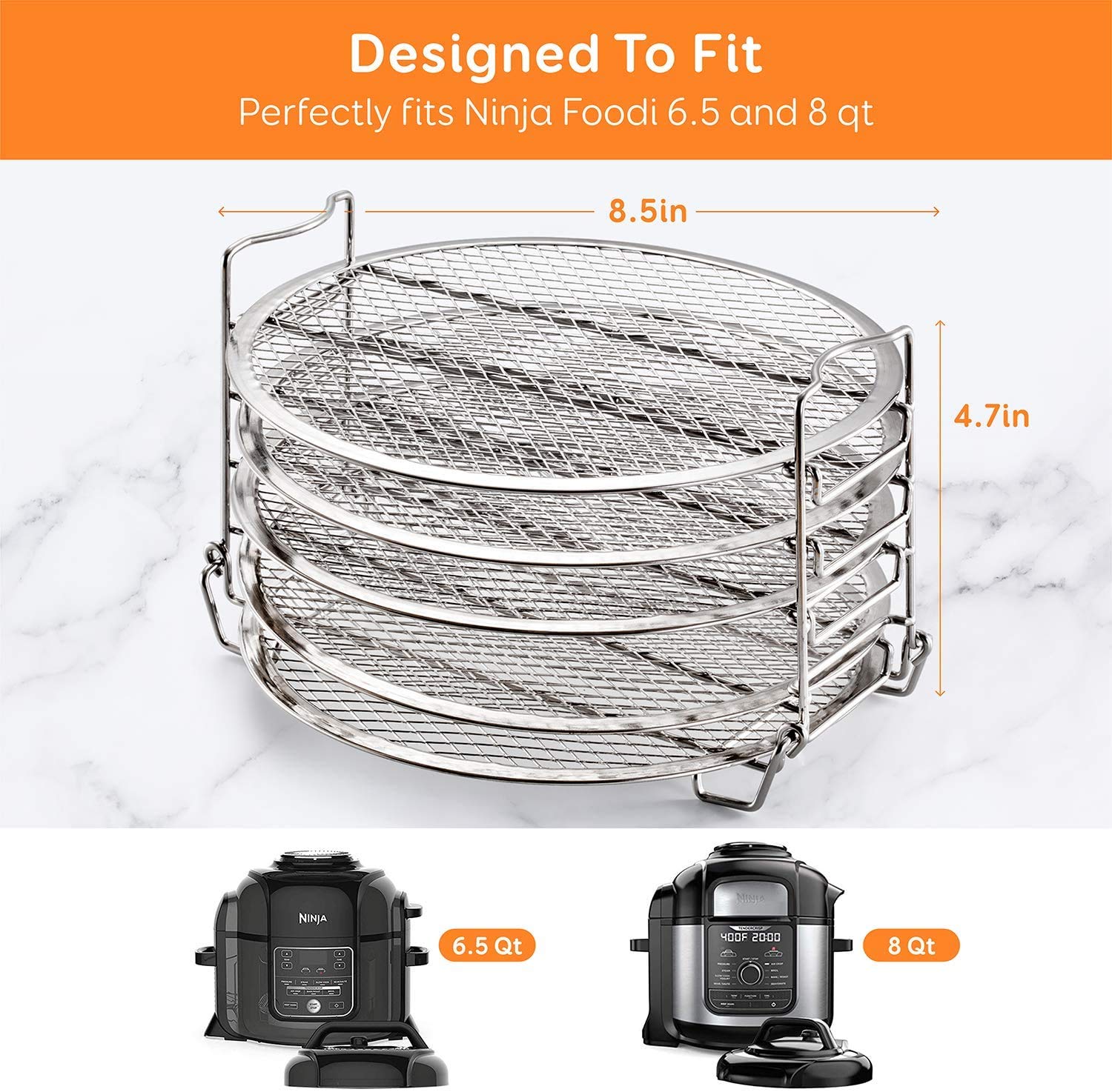 Sicheer Dehydrator Rack Stainless Steel Stand Accessories Compatible With Ninja Foodi Pressure Cooker And Air Fryer 6.5 And 8 Qt