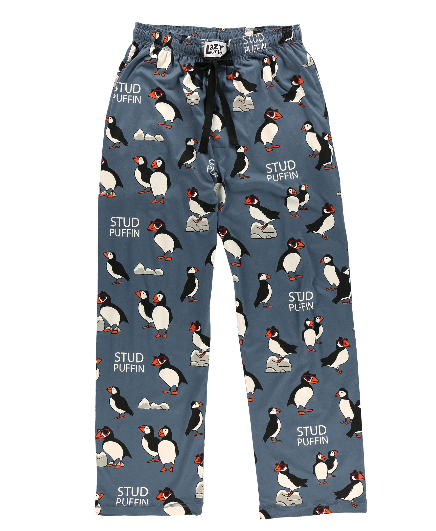 Lazy One Pajama Pants For Men, Mens Separate Bottoms, Lounge Pants, Ocean (Stud Puffin, X Large)