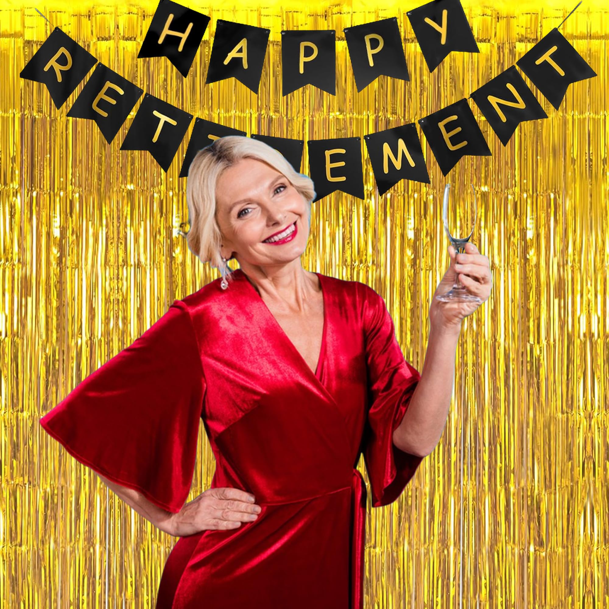 Braveshine Gold Foil Fringe Backdrop Curtain   Metallic Tinsel Photo Backdrop Streamers For Men 50Th Birthdays Decorations, Anni