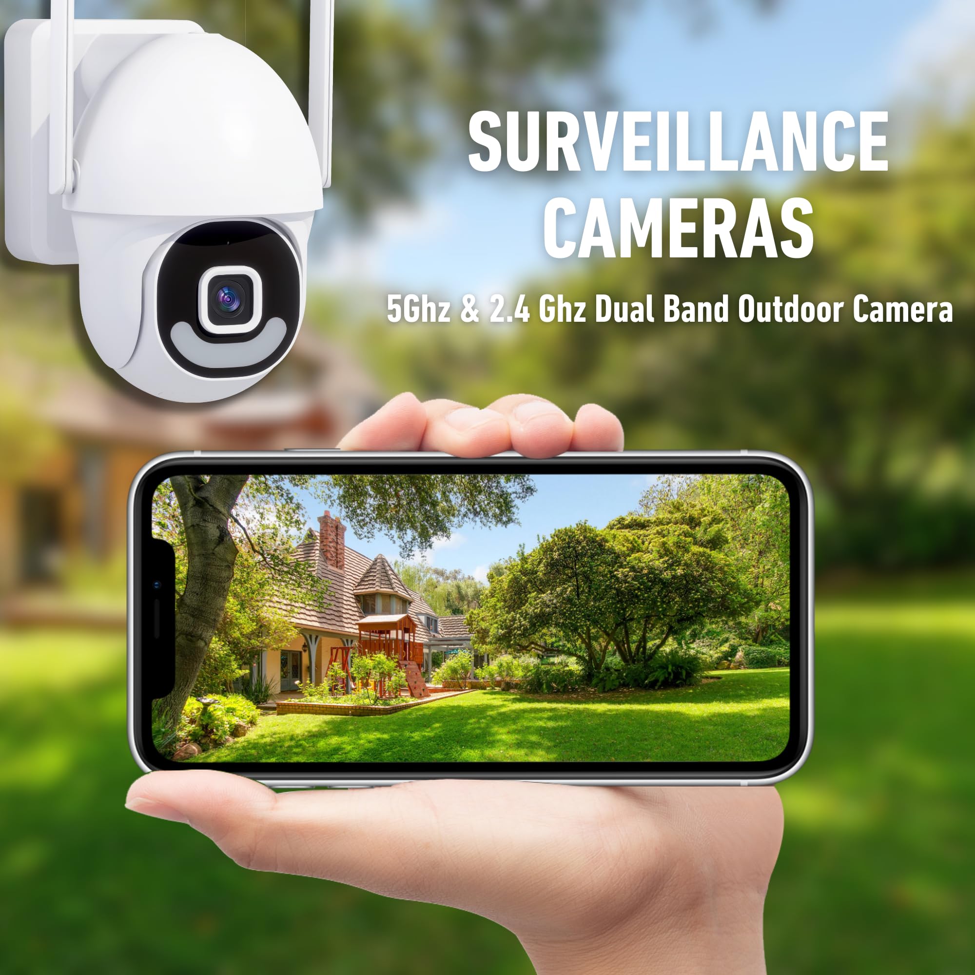 5G/2.4G Dual Band Wifi Outdoor Security Camera, 24/7 Recording Corded Electric Camera For Outdoor Home Security, 3Mp Wireless Ca