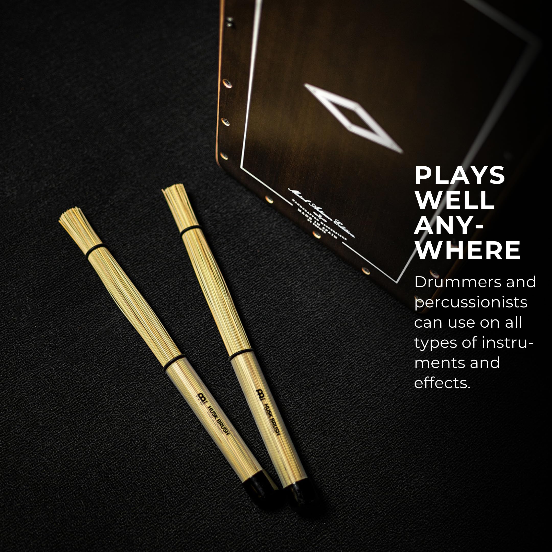 Meinl Stick & Brush Husk Brush With Adjustable Rings For Cajon And Drumset Made In Germany, Natural, Standard (Sb307)
