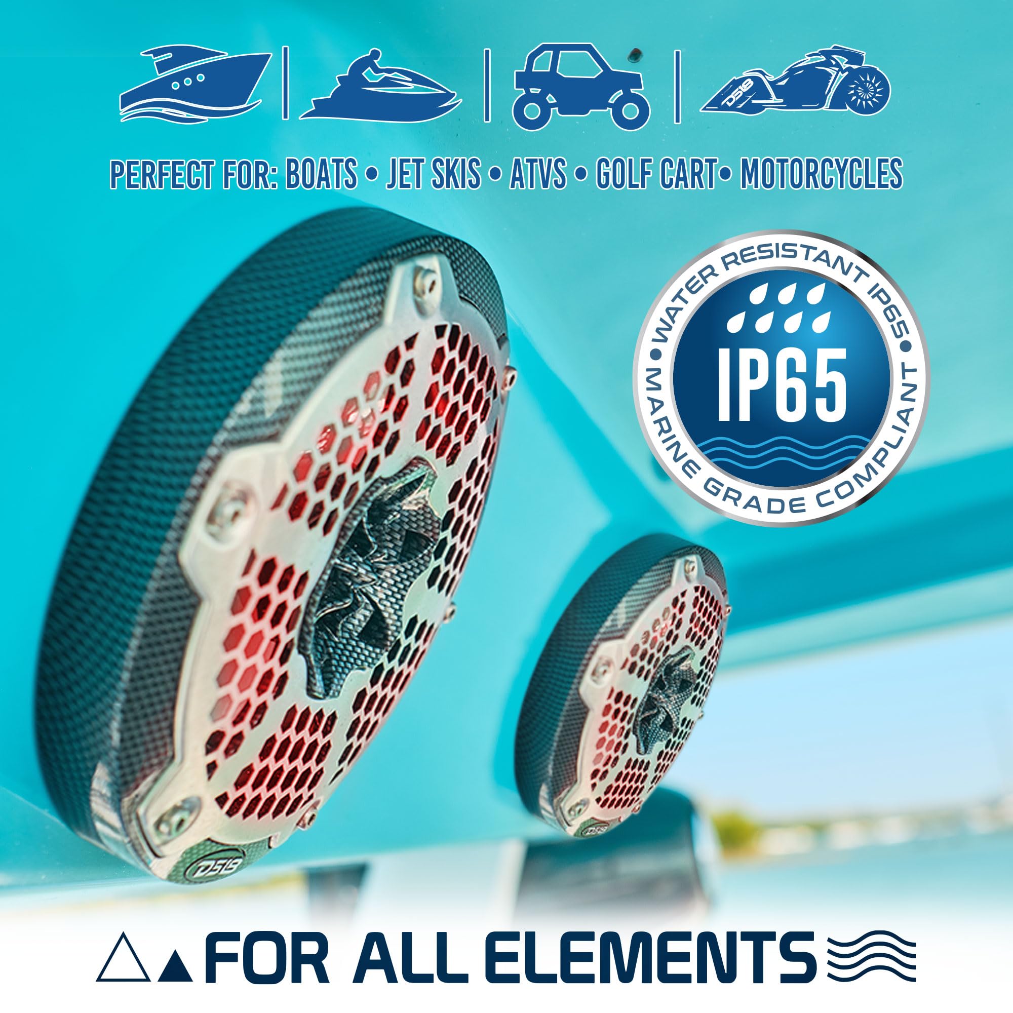 Ds18 Hydro Cf-65M 6.5 Marine Speakers 2-Way With Integrated Rgb Lights, Black Carbon Fiber, Pair - 100% Uv Stable - Water Resist