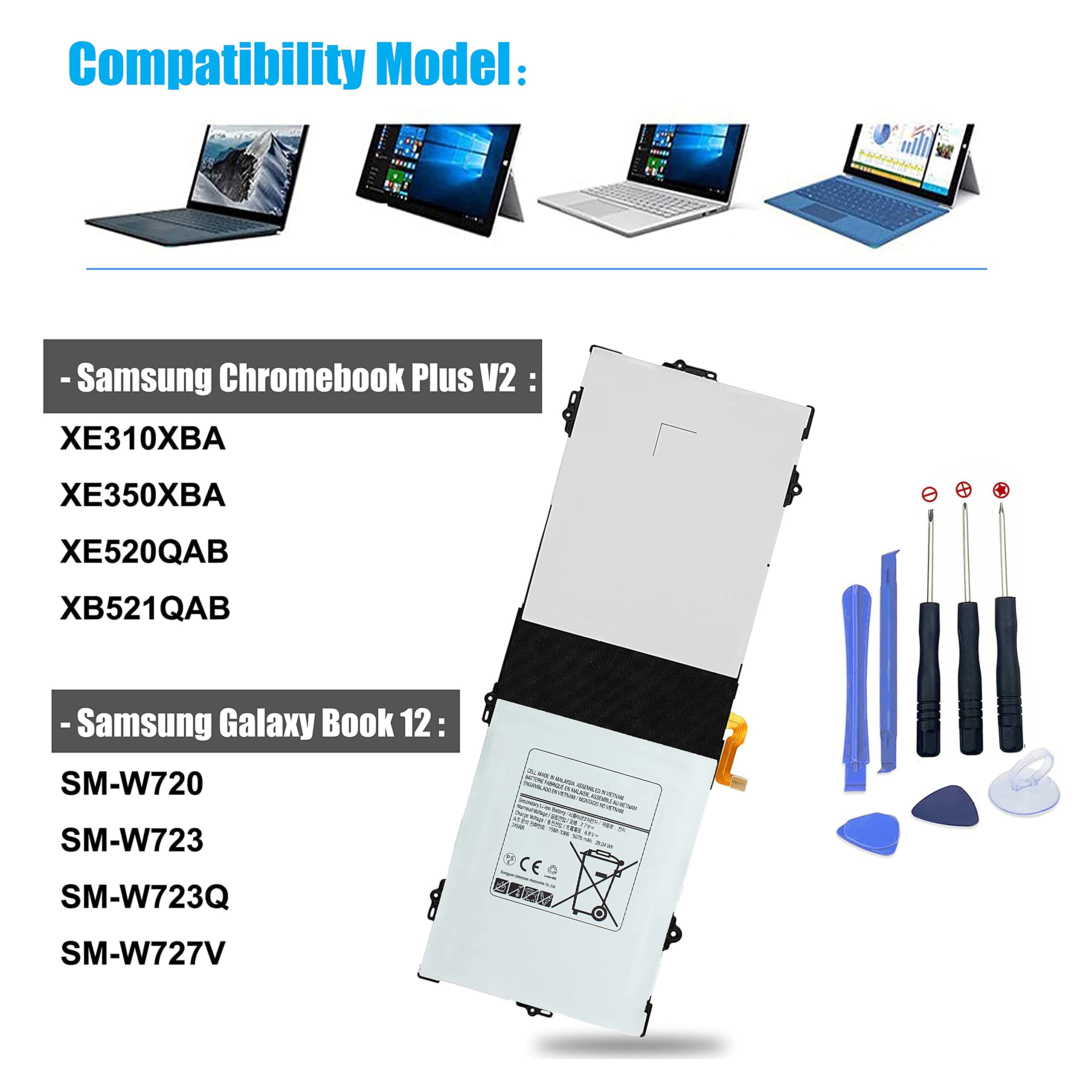 Eb Bw720Abe Battery Eb Bw720Aba For Samsung Chromebook Plus V2 Xe310Xba Xe350Xba Xe520Qab Xb521Qab Xe525Qbb Xe520Qaa K01Us K02Us