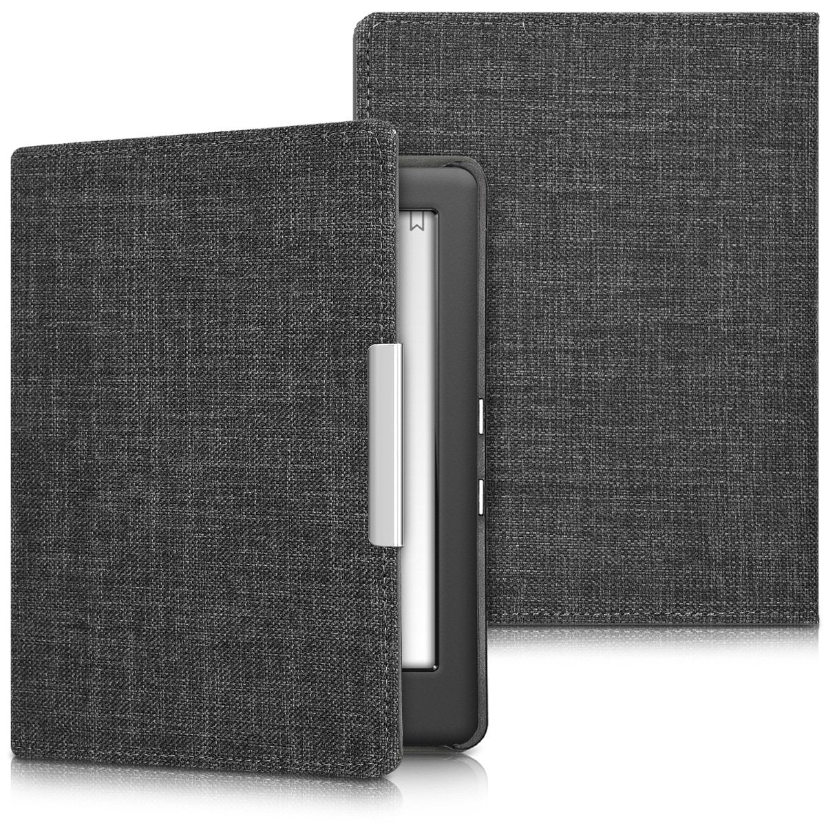 Kwmobile Case Compatible With Kobo Glo Hd/Touch 2.0   Book Style Fabric E Reader Cover Flip Folio Case   Dark Grey