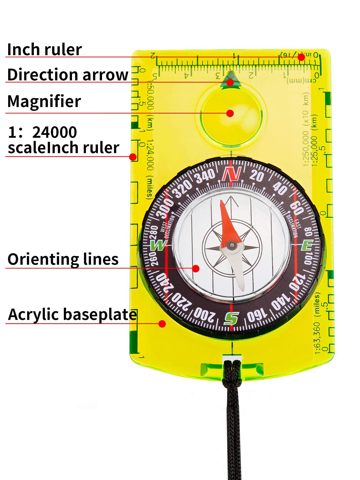 Gejoy 4 Pieces Hiking Compass Orienteering Compass Map Navigation Gear Wilderness Survival Gifts For Kids Outdoor Hunting Campin