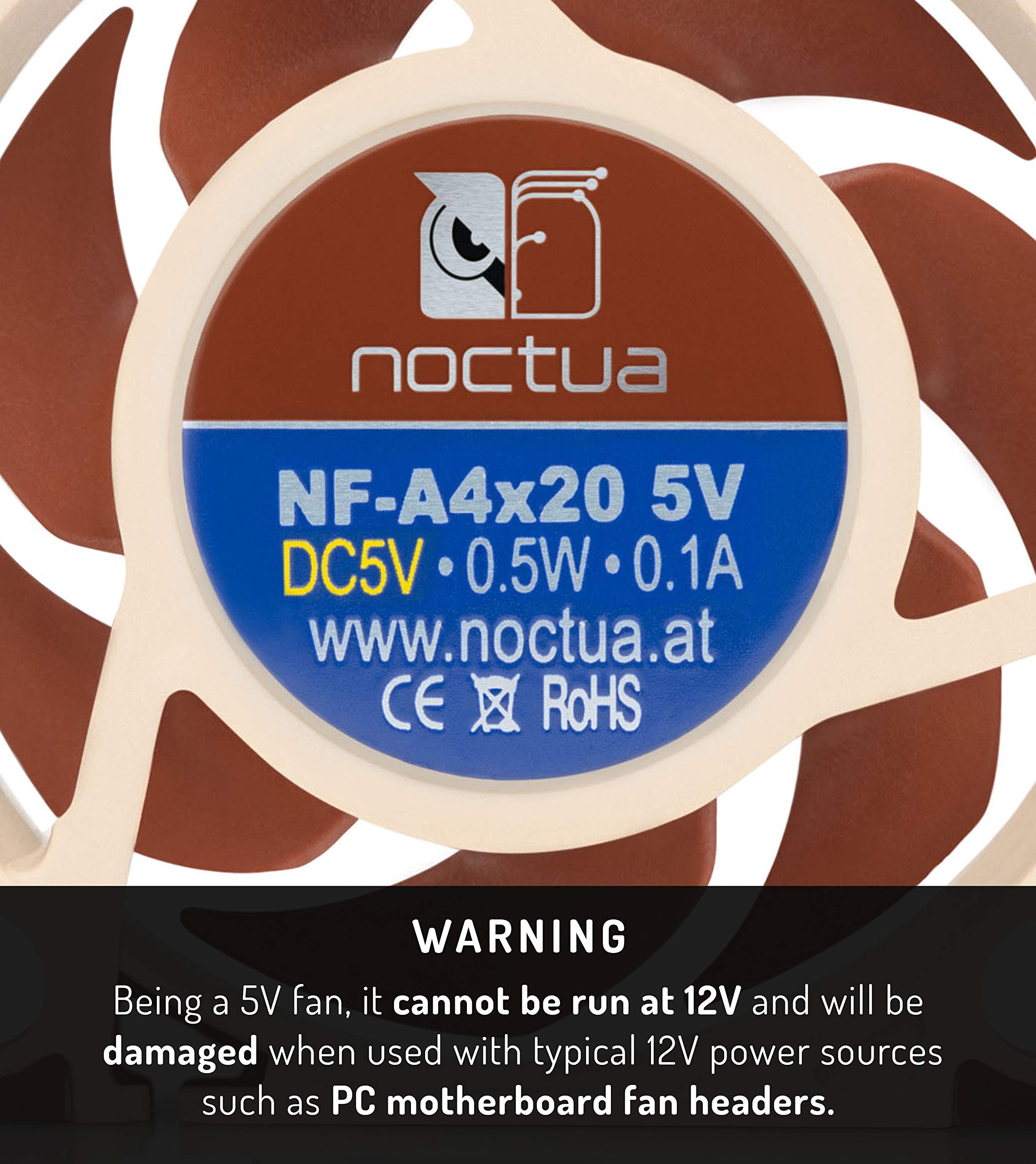 Noctua Nf-A4X20 5V, Premium Quiet Fan, 3-Pin, 5V Version (40X20Mm, Brown)