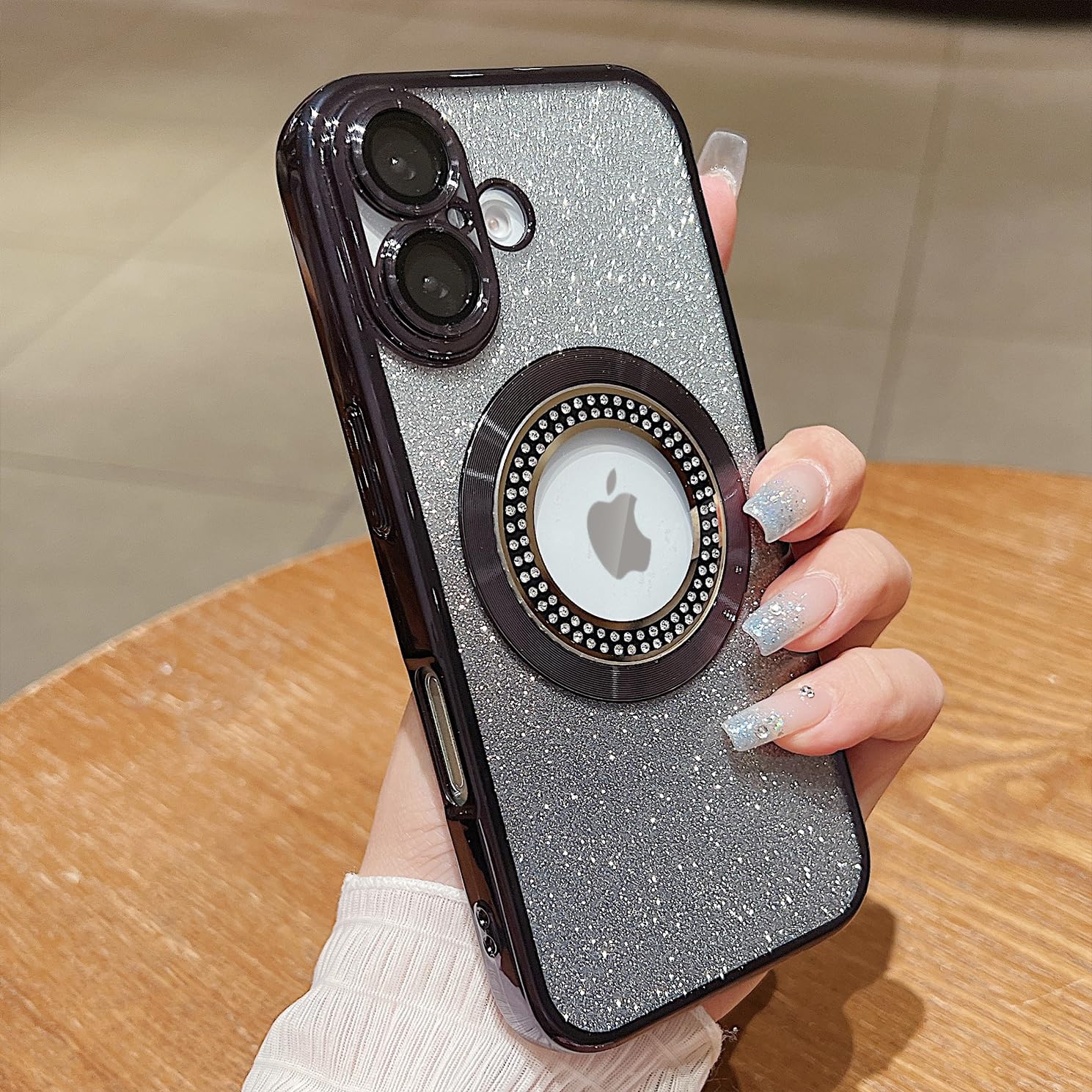 Misscase For Iphone 16 Magnetic Glitter Case Compatible With Magsafe,Full Protection Slim Shockproof Anti Scratch Case With Came