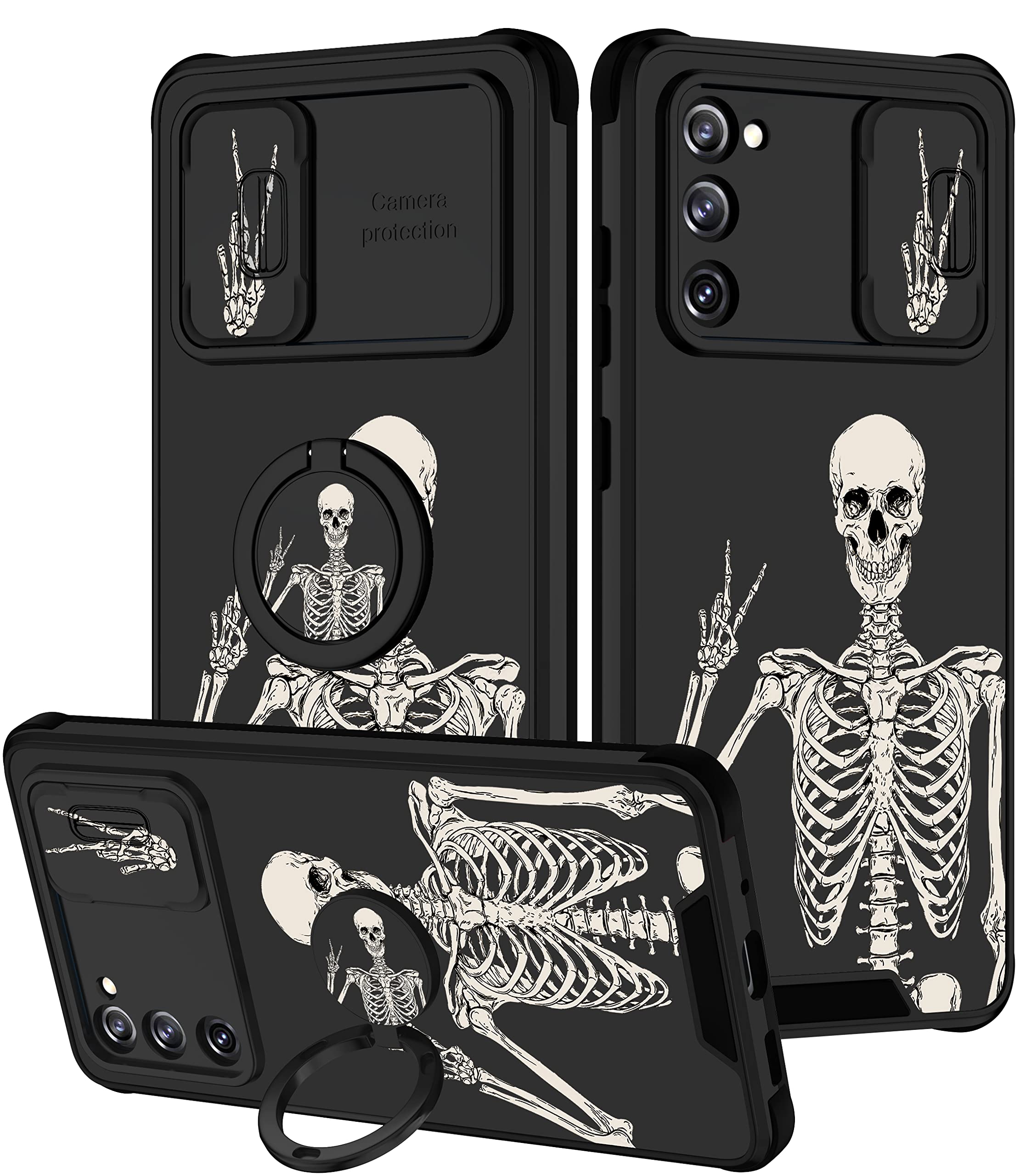 Goocrux [2In1 For Samsung Galaxy S20 Fe 5G Case Skull Skeleton For Women Girls Cute Gothic Phone Cover Ghost Horror Design With