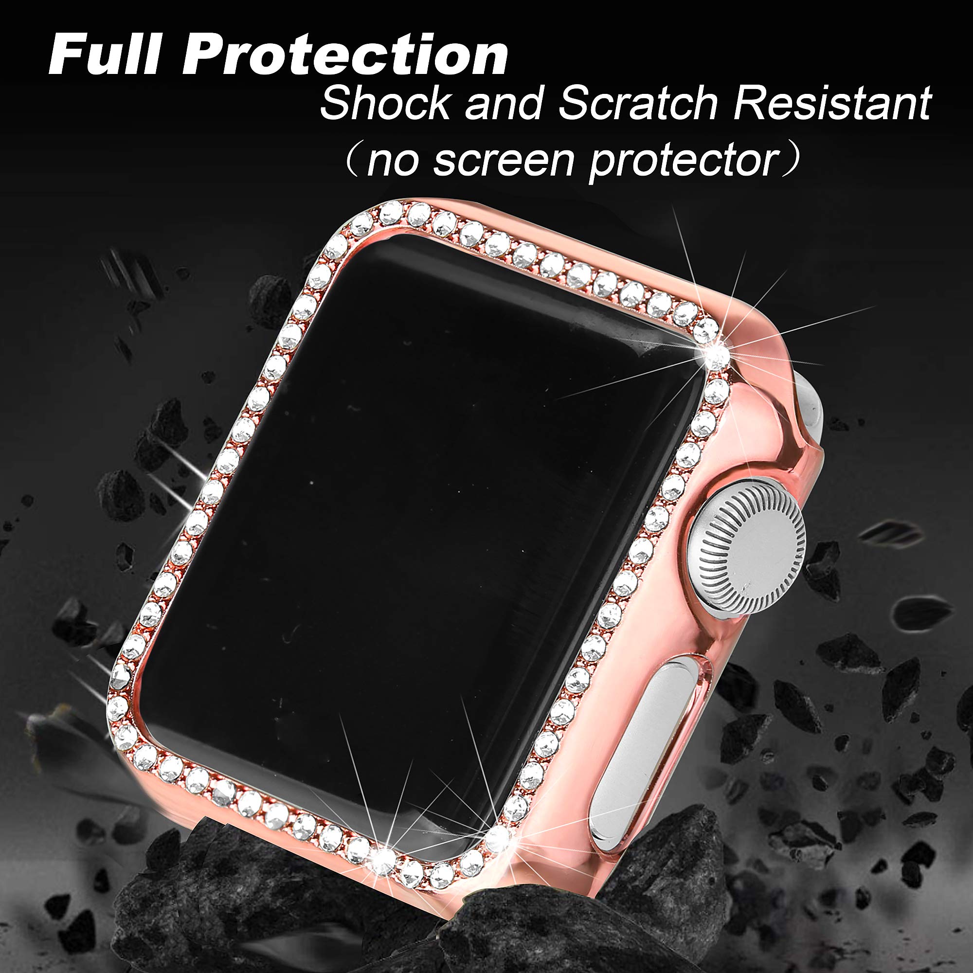 Secbolt 38Mm Case Compatible With Apple Watch Band, Bling Full Cover Bumper Protective Frame Screen Protector For Iwatch Series