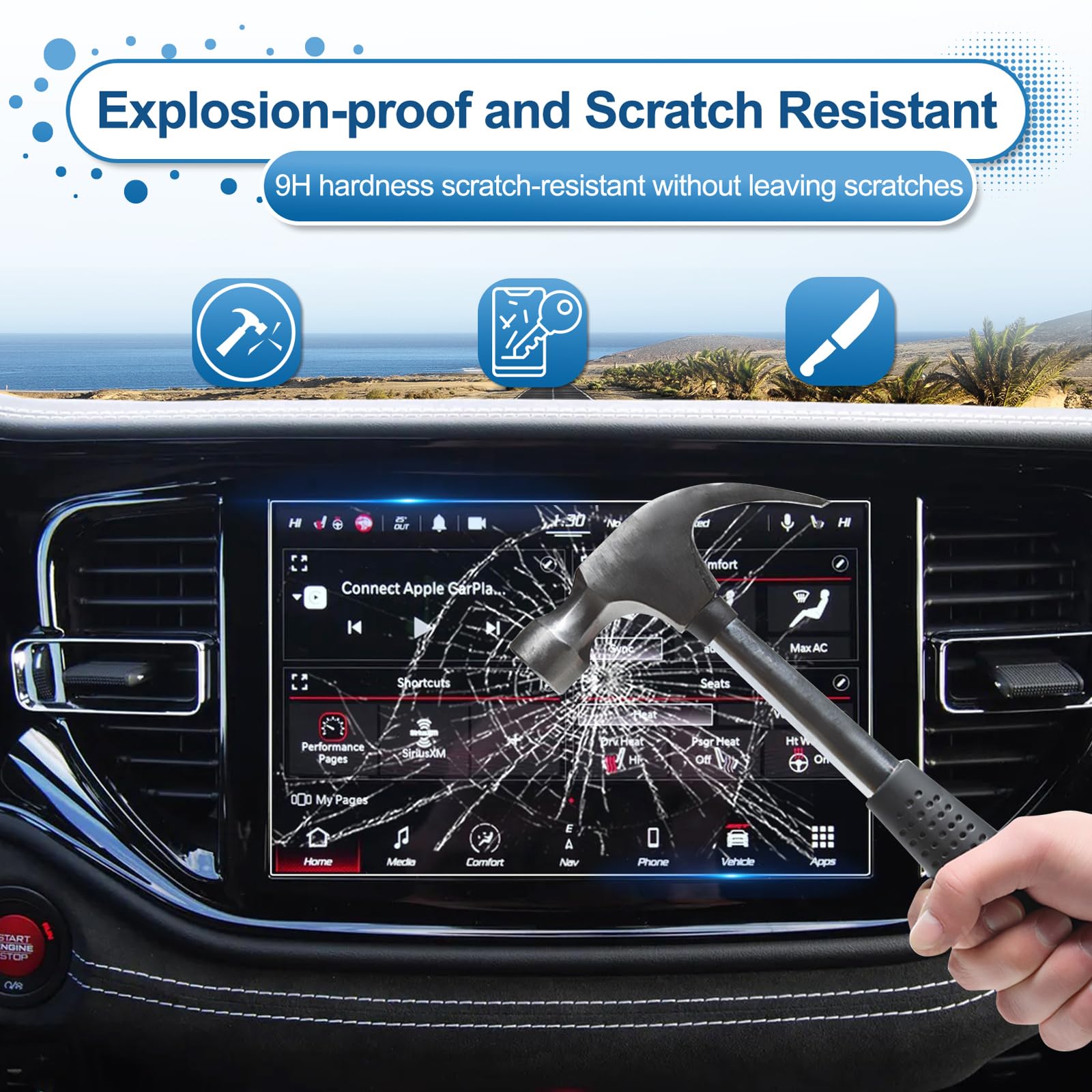 Coleya 2021 2022 2023 2024 Durango Screen Protector For Dodge Durango (R/T/Citadel/Srt 392/Srt Hellcat/Gt Plus/Gt Premium) 10.1