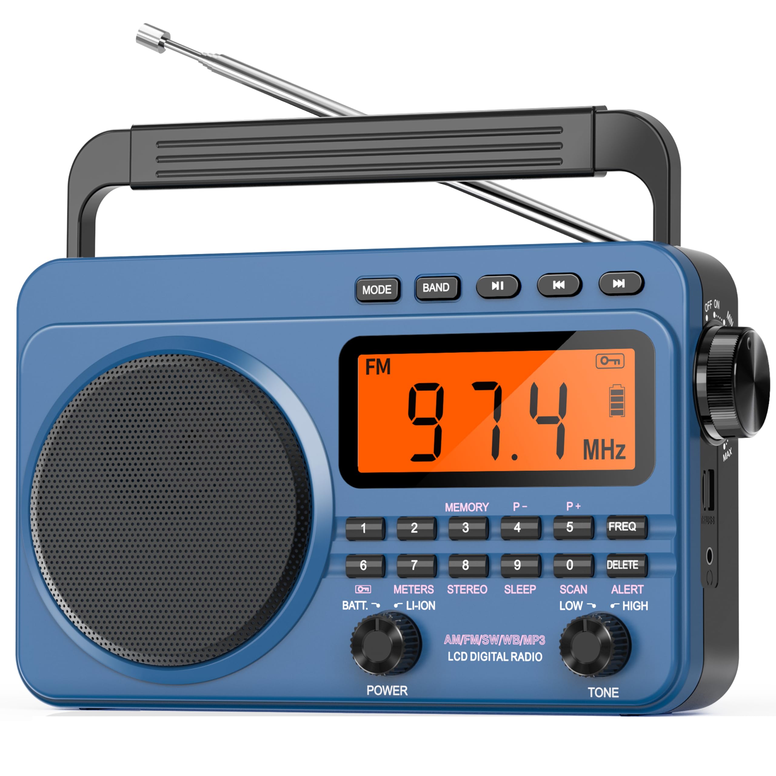 Digital Am Fm Shortwave Radio With Best Reception,4000Mah Rechargeable Portable Radio With Noaa Weather Alert, Big Speaker, Digital Tuner And Stereo Earphone,Support Micro Sd Card And Usb Mp3 Player