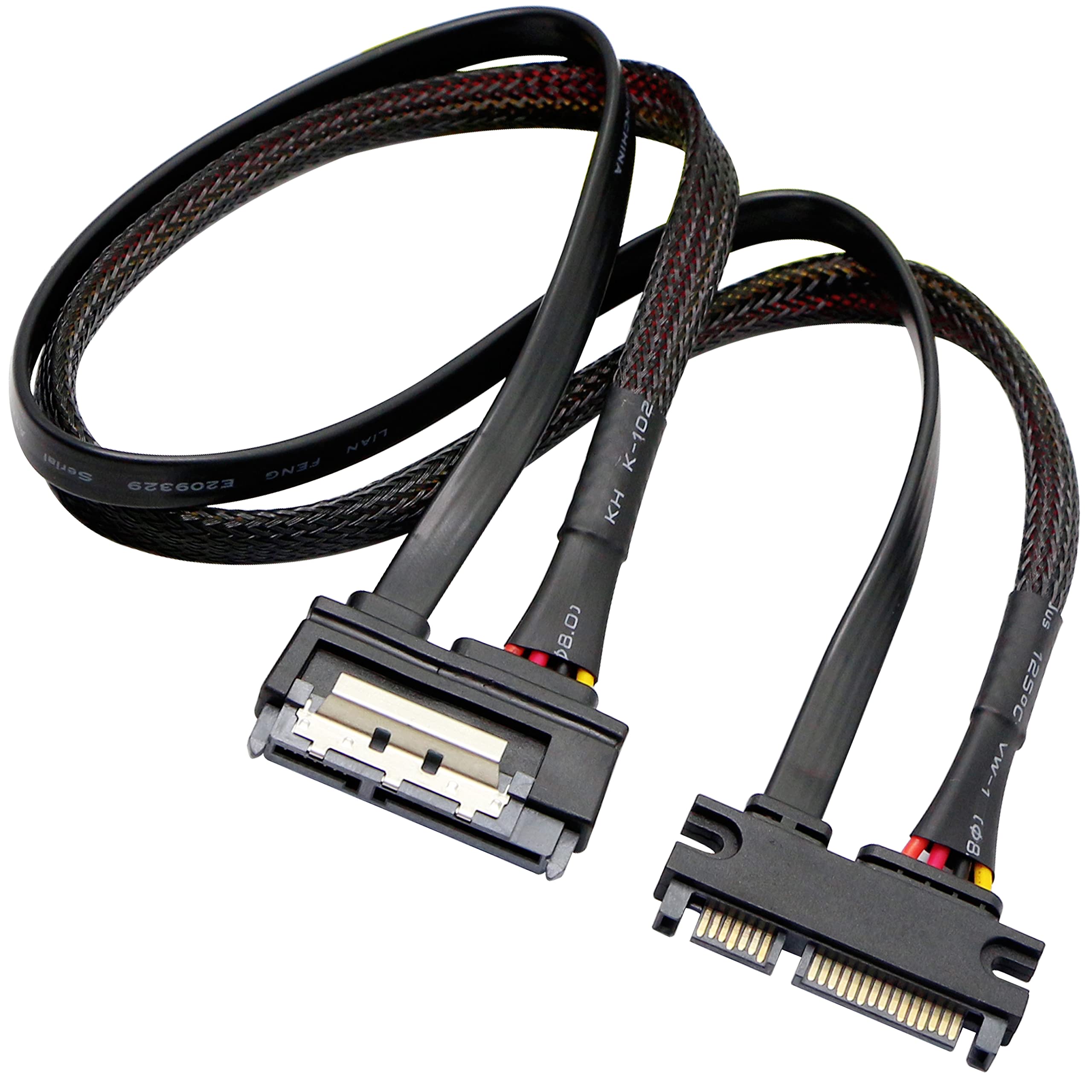 Gelrhonr 22Pin Sata Power Extension Cable,22 Pin?7+15? Sata Male To Female Data And Power Combo Extension Cable With Locking Lat