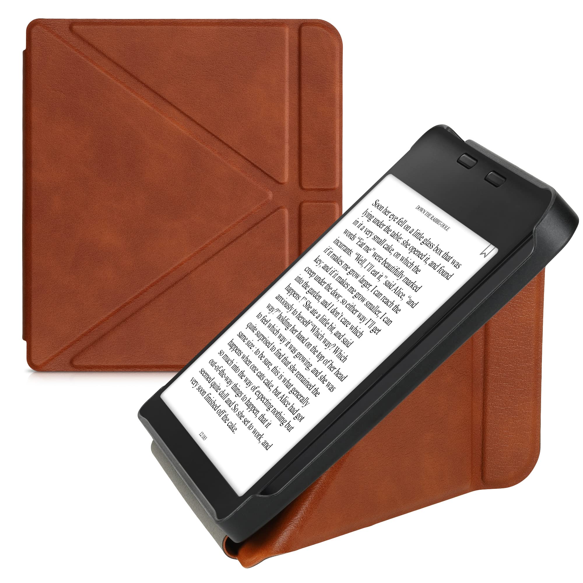 Kwmobile Origami Case Compatible With Kobo Libra 2 Case   Slim Pu Leather Cover With Stand   Brown