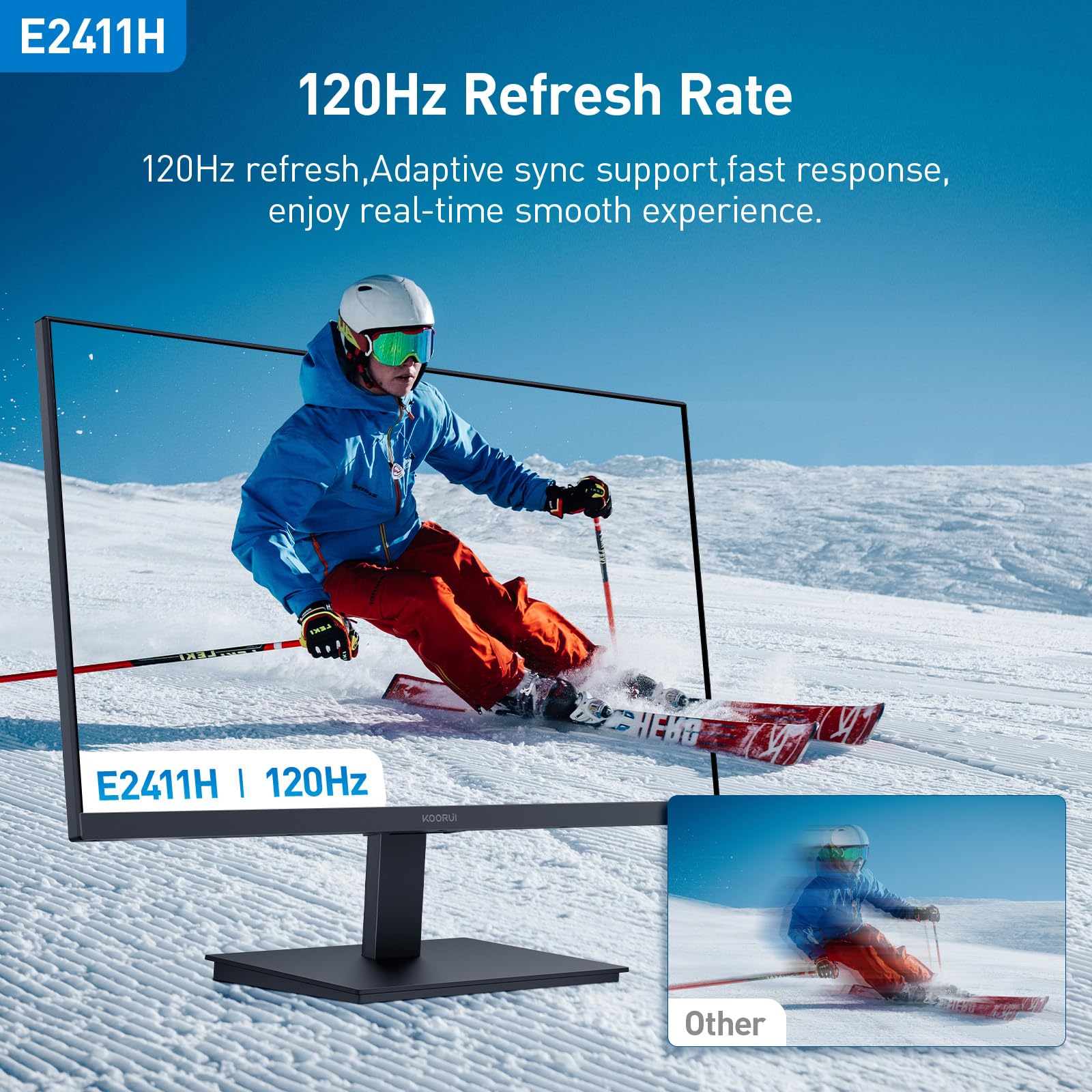 Koorui 24 Inch Monitor 120Hz, Full Hd 1980 * 1080P Ips Ultra Thin Computer Monitor With Adaptive Sync, Vesa 100 * 100Mm Mountabl