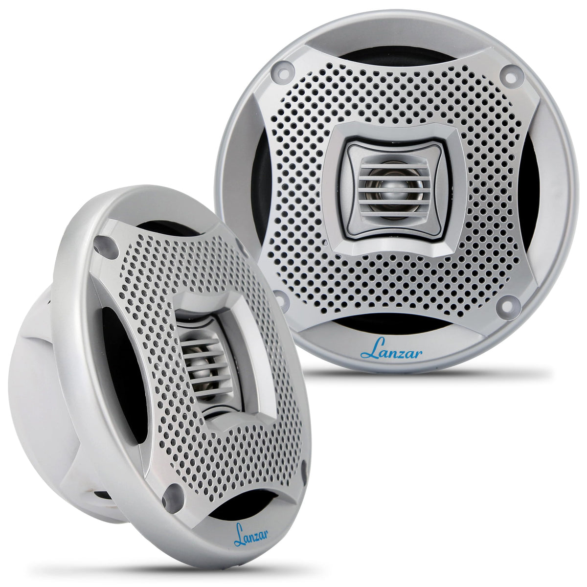 Lanzar 5.25    Marine 2 Way Speakers   Water Resistant Audio Stereo Sound System With 400 Watt Power, Attachable Grills And Resi