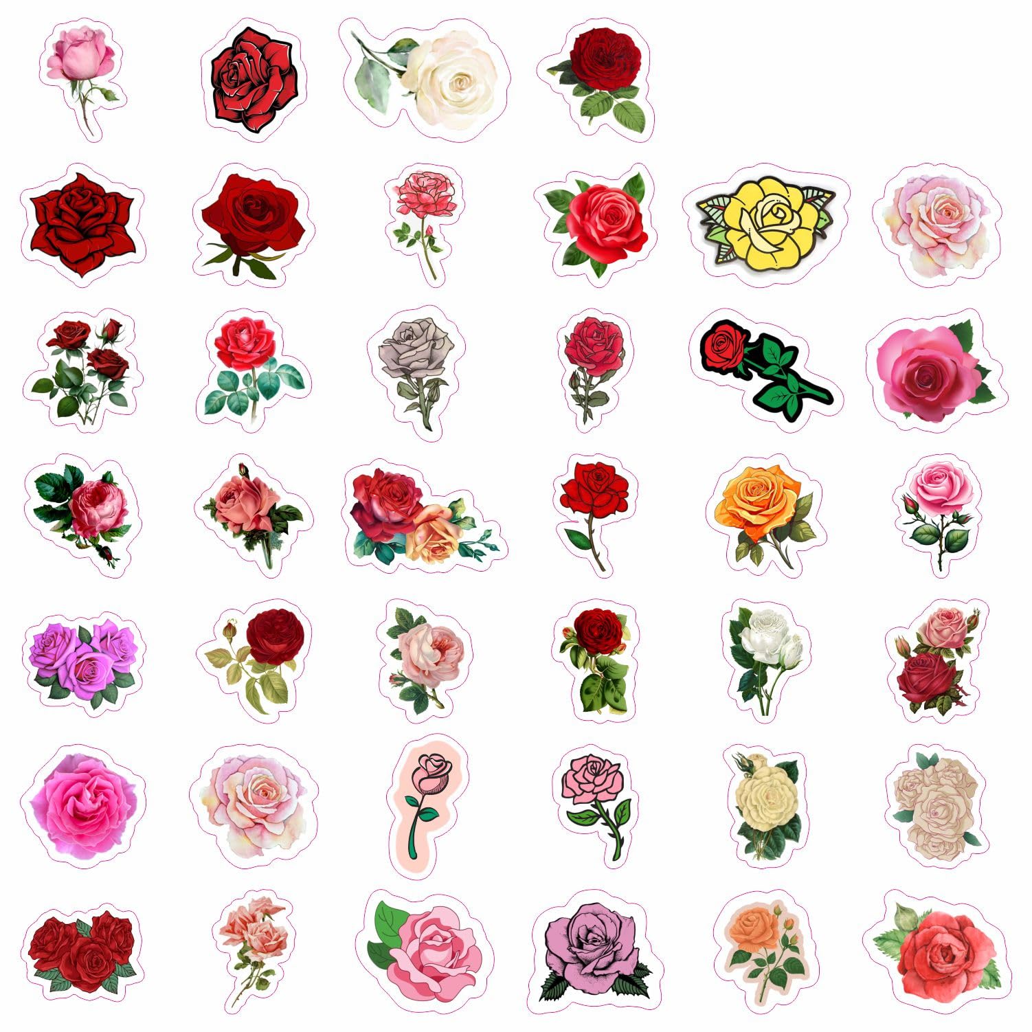 Rose Stickers For Water Bottle And Laptop   Rose Party Favors & Decorations, Waterproof Vinyl Decals, Flower And Botanical Stick