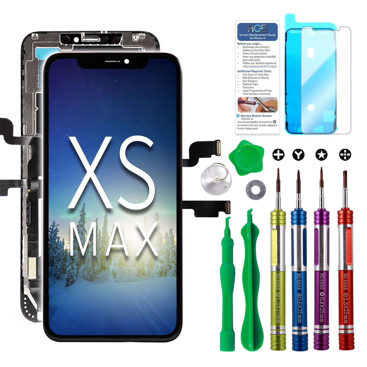 Ace Tech Cellular Lcd Screen Replacement For Iphone Xs Max 6.5 Inch (Model A1921, A2101, A2102, A2103, A2104) Display Digitizer