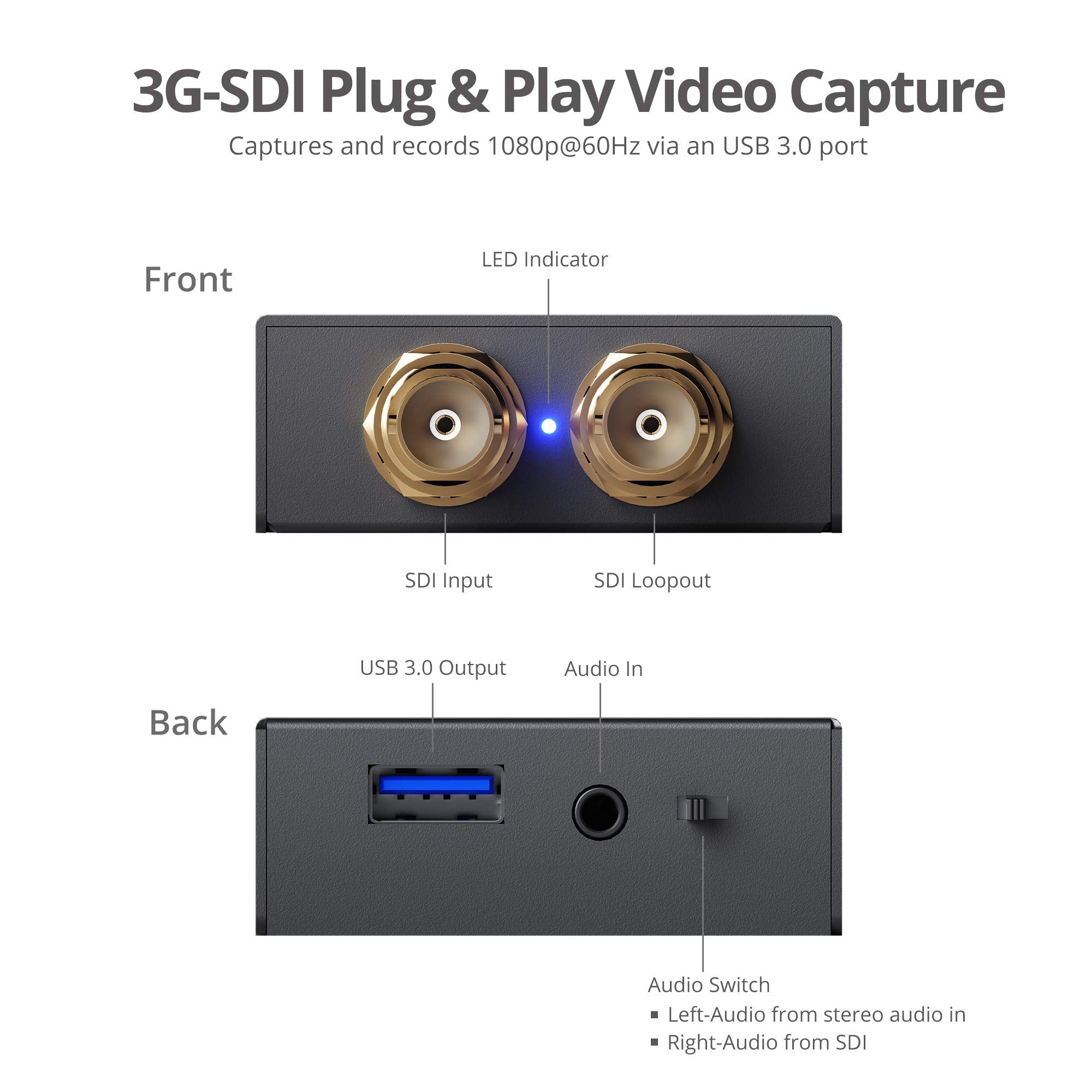 Siig Sdi Video Capture Card With Sdi Loop Out, 1080P 3G/Hd/Sd-Sdi Capture, Usb 3.0 1080P Record, Scaler, Audio Embedding, For Sd