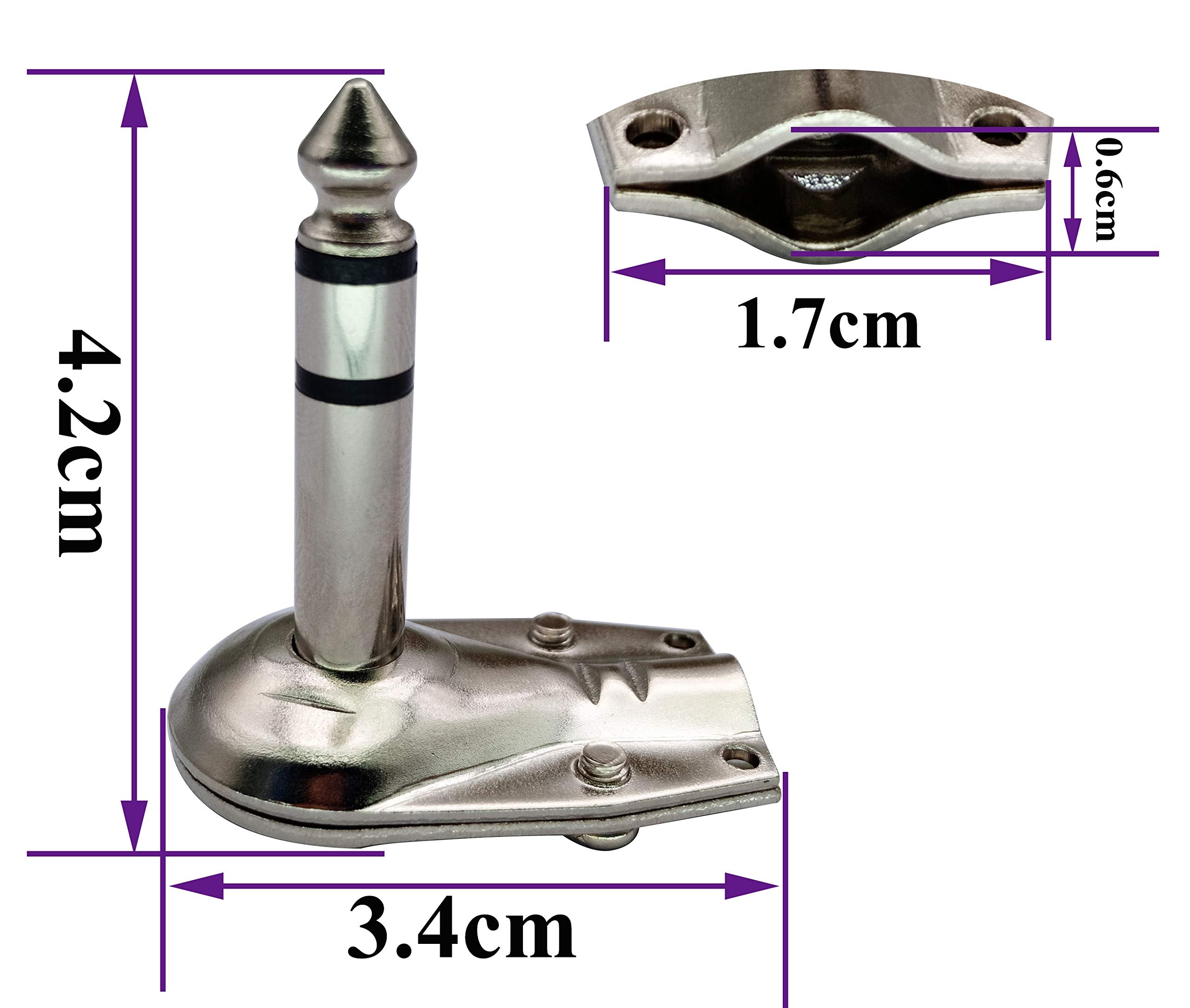 Aaotokk Right Angle 6.35Mm Adapter Golden Plated 90 Degree 3 Pole 6.35Mm 1/4 Inch Stereo Trs Male Flat Pancake Style Plugs Conne
