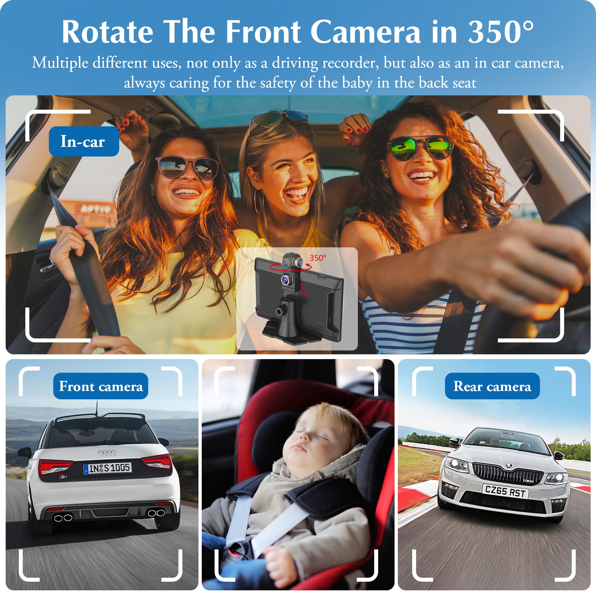 Carpuride W905 Wireless Carplay & Android Auto, Portable 9'' Touch Car Screen, 4K Dash Cam,Drive Play Car Play Navigation With Mirror Link/Siri/Fm/Bluetooth/Light Sensor