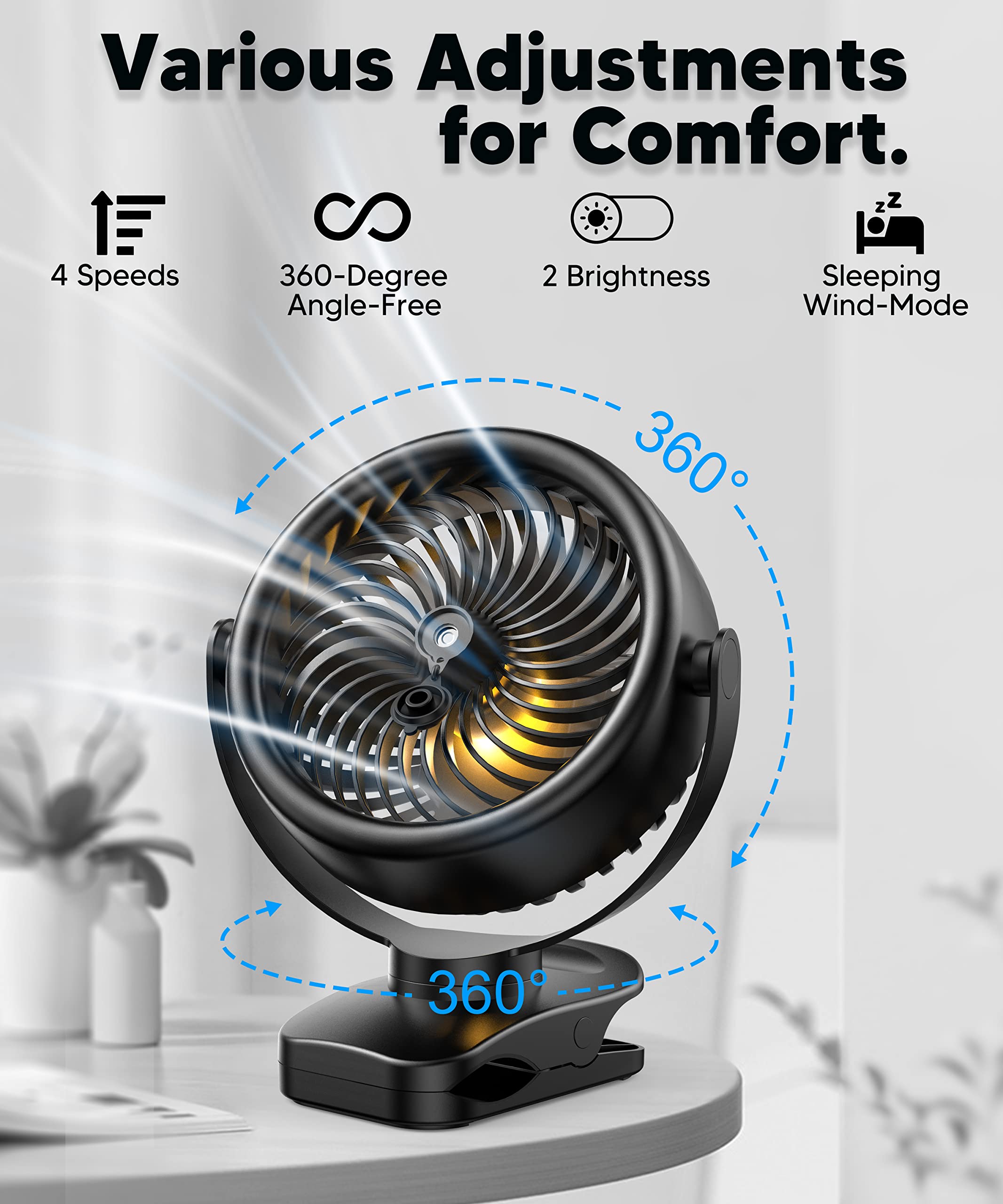 Tyzu 7 Inch Portable Fan, Misting Fan, 4000 Mah Battery Operated Fan, Outdoor Misting Fan With 2 Mist Modes & 4 Speeds, 130Ml Ta
