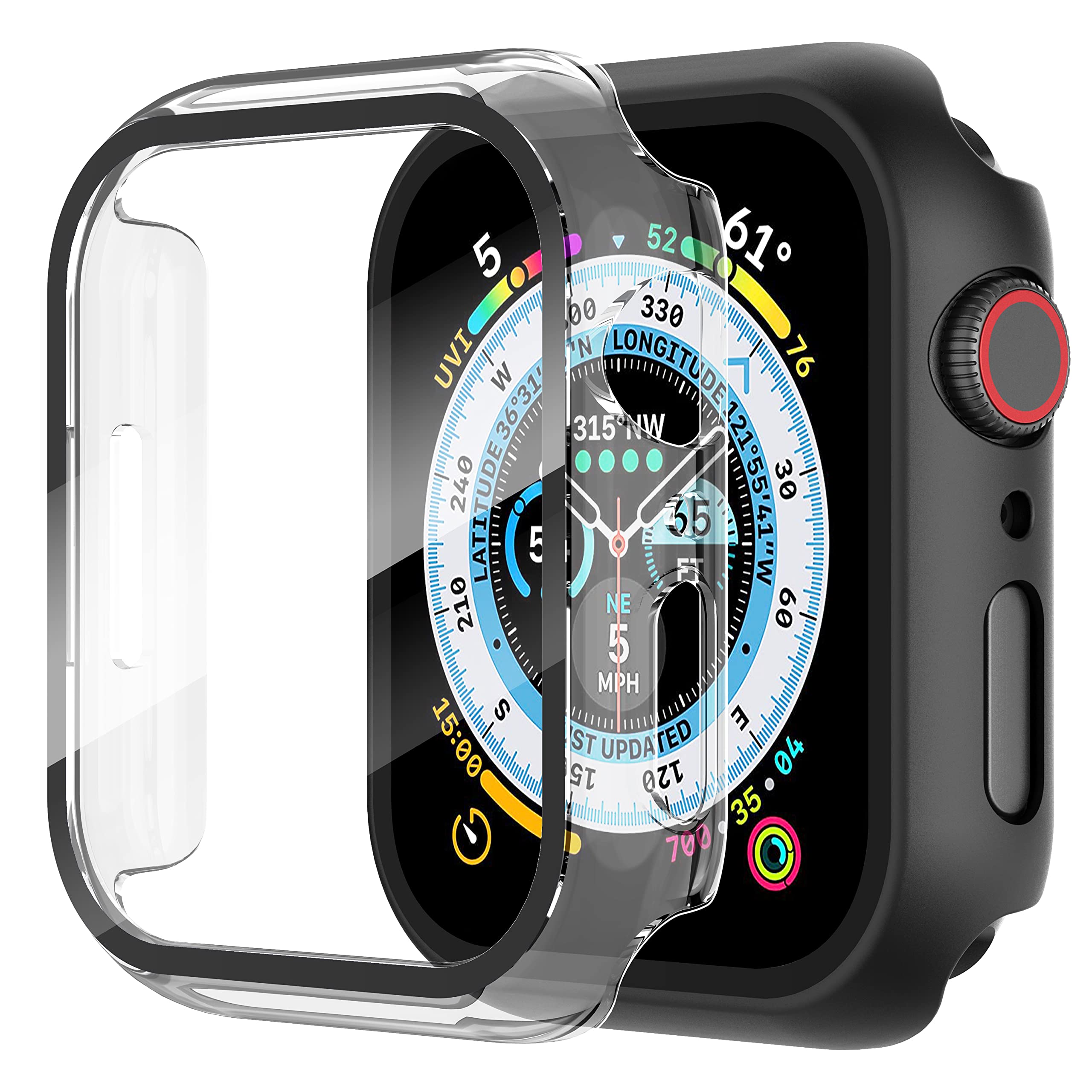Suoman For Apple Watch Series 9/8/7/6/5/4/Series Se/Se 2 41Mm All Around Screen Protector Case, Tempered Glass Screen Protector