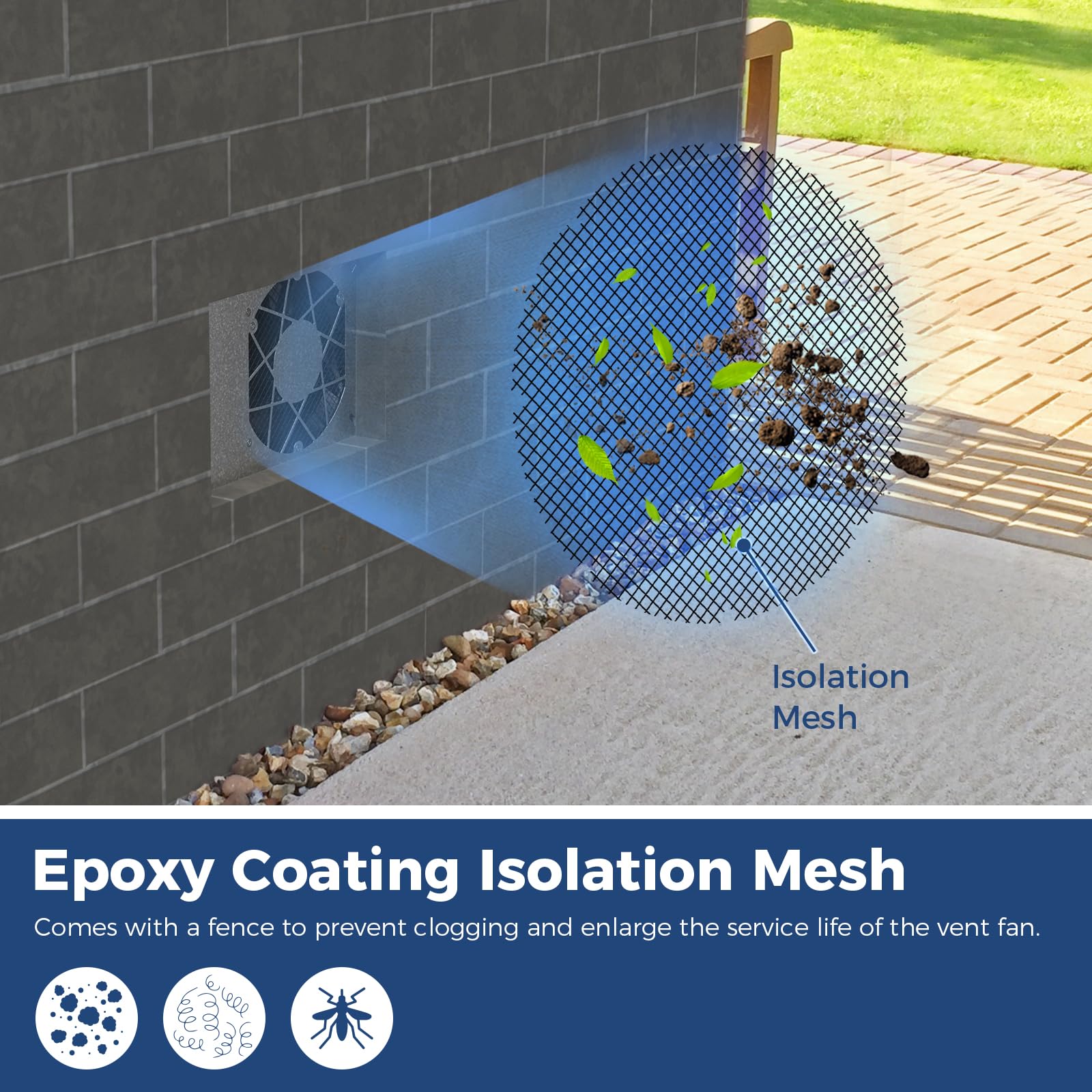 Alorair 260Cfm Crawl Space Ventilator Fan, 6.7 Inch Basement Vent Fan With Humidistat & Thermostat, Ip 55 Rated Isolation Mesh F