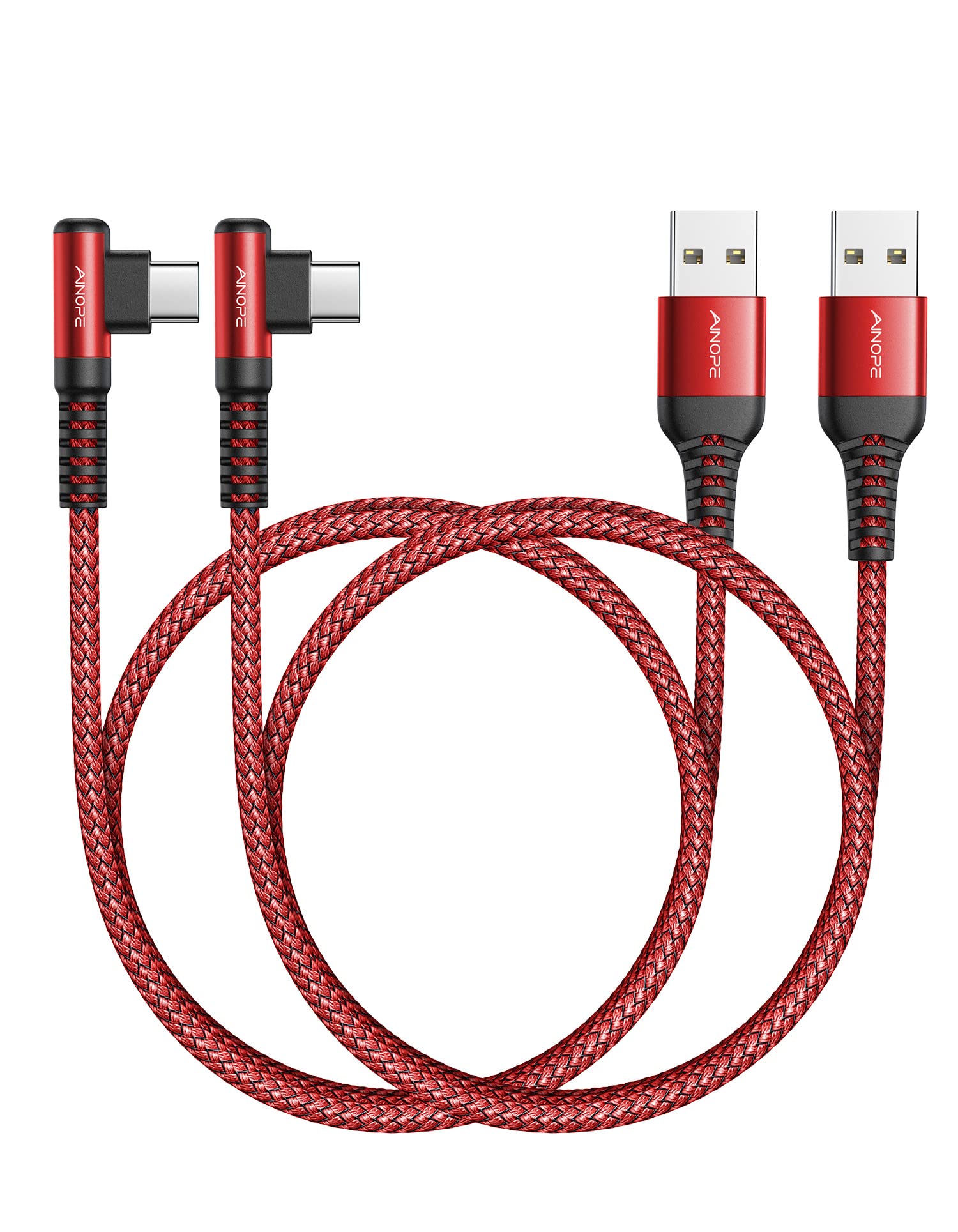 Usb C Cable [2 Pack 1.6Ft] Fast Charger Type C 3.1A Right Angle Nylon Braided Usb Type C Cable Compatible With Galaxy Note 10 9 