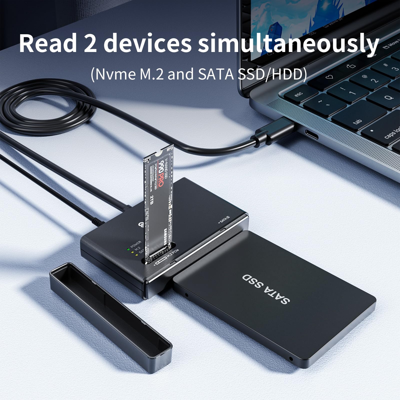 Suidek M.2 Nvme Ssd Enclosure Adapter Type C 10Gbps To M.2 And Sata Hard Drive Reader External M.2 Pcie Nvme Ssd Enclosure Compa