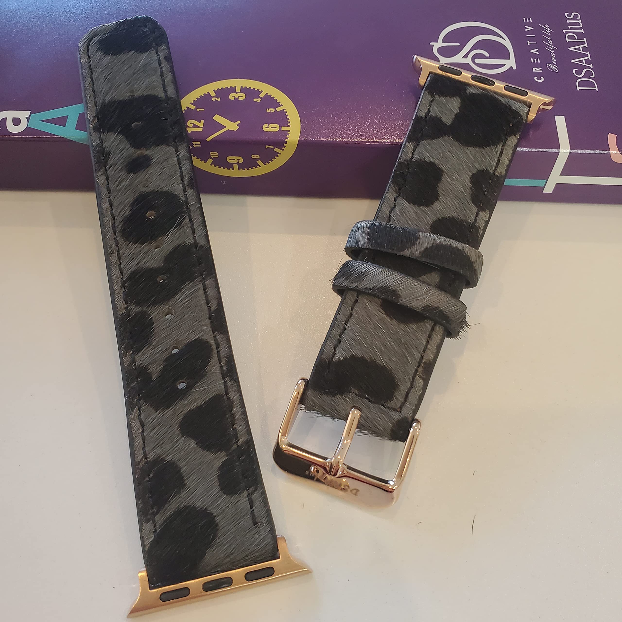 Dsaaplus Furry Cow Leather Band For Apple Watch Band 38Mm 40Mm 41Mm 42Mm 44Mm 45Mm 49Mm, Ultra2 1 Replacement Iwatch Strap~(Furr