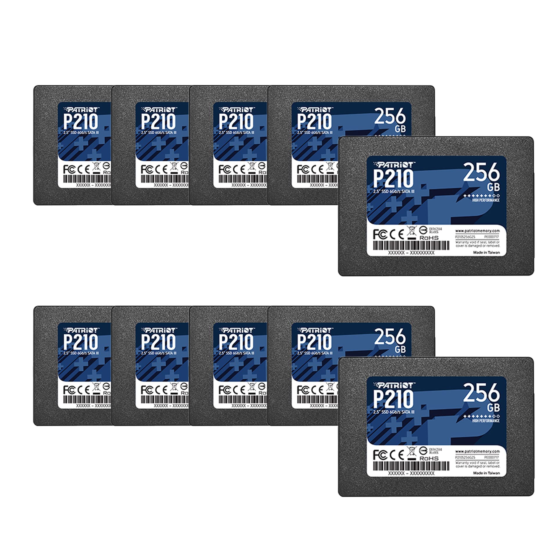Patriot P210 Sata 3 256Gb Ssd 2.5 Inch Internal Solid State Drive 10 Pack, Lot Of 10   P210S256G2510