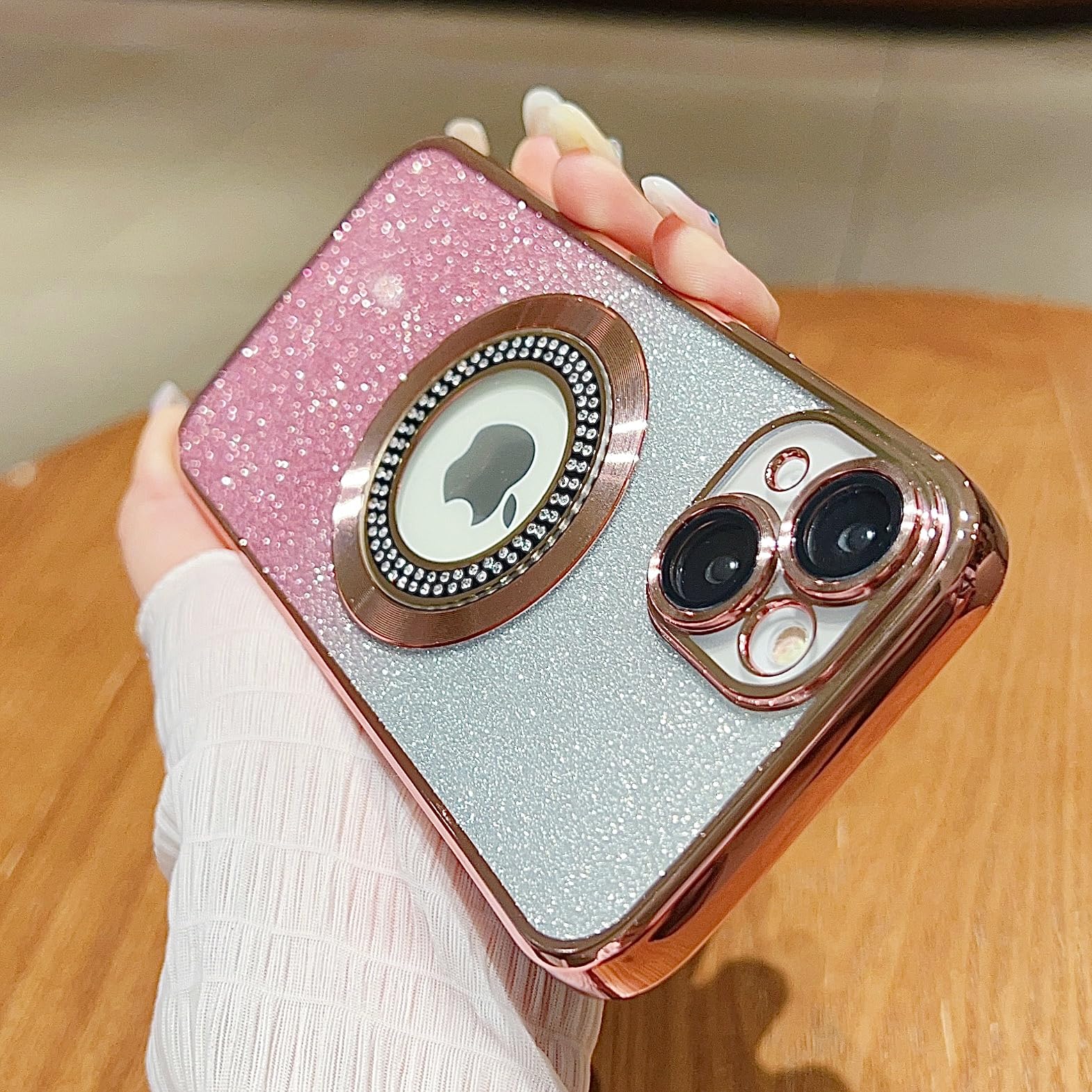 Misscase For Iphone 13 Magnetic Glitter Case Compatible With Magsafe,Full Protection Slim Shockproof Anti Scratch Case With Came