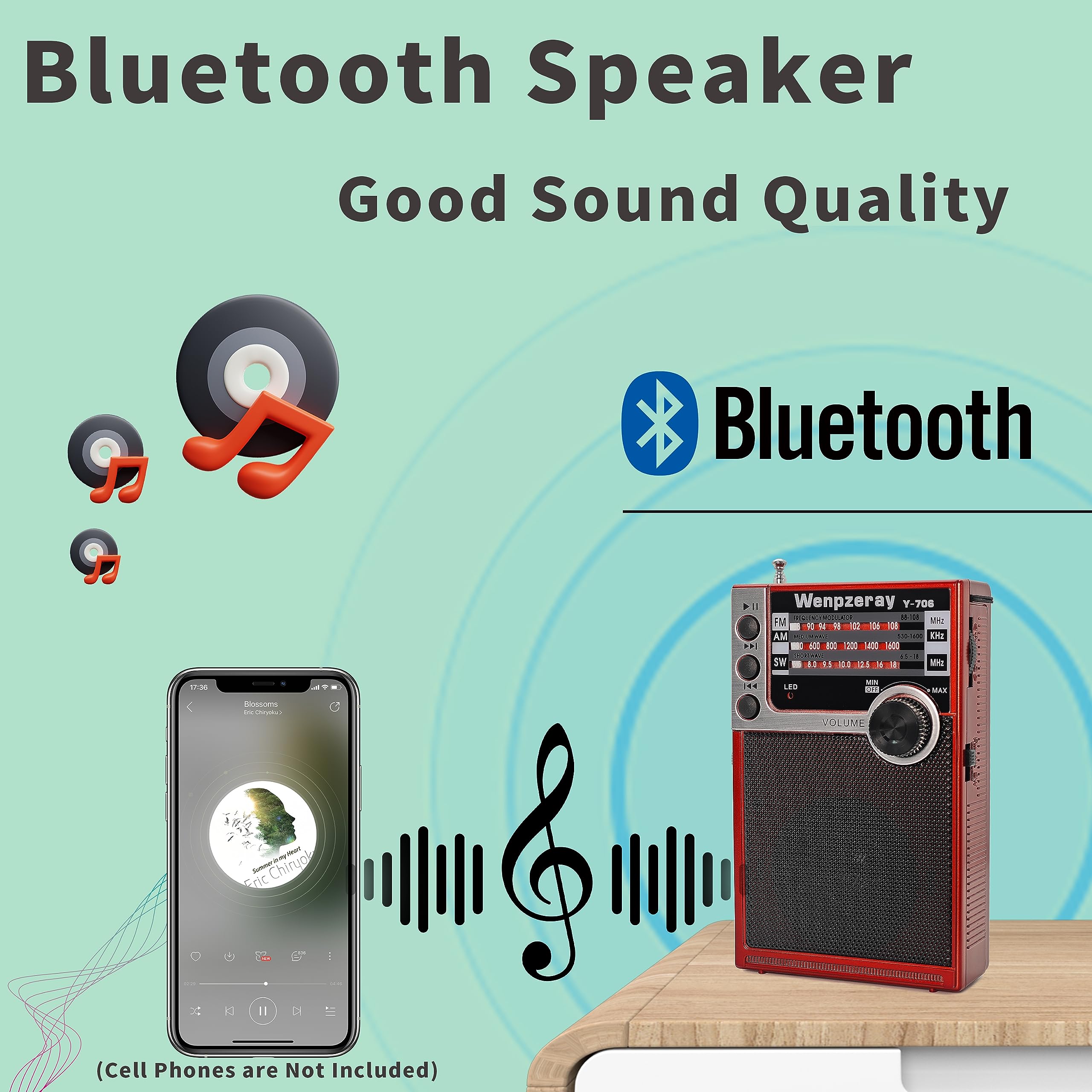 Wenpzeray Y 706 Portable Pocket Radio Am Fm Sw Band Compact Receiver Battery Operated Transistor With Good Loud Sound Speaker Su