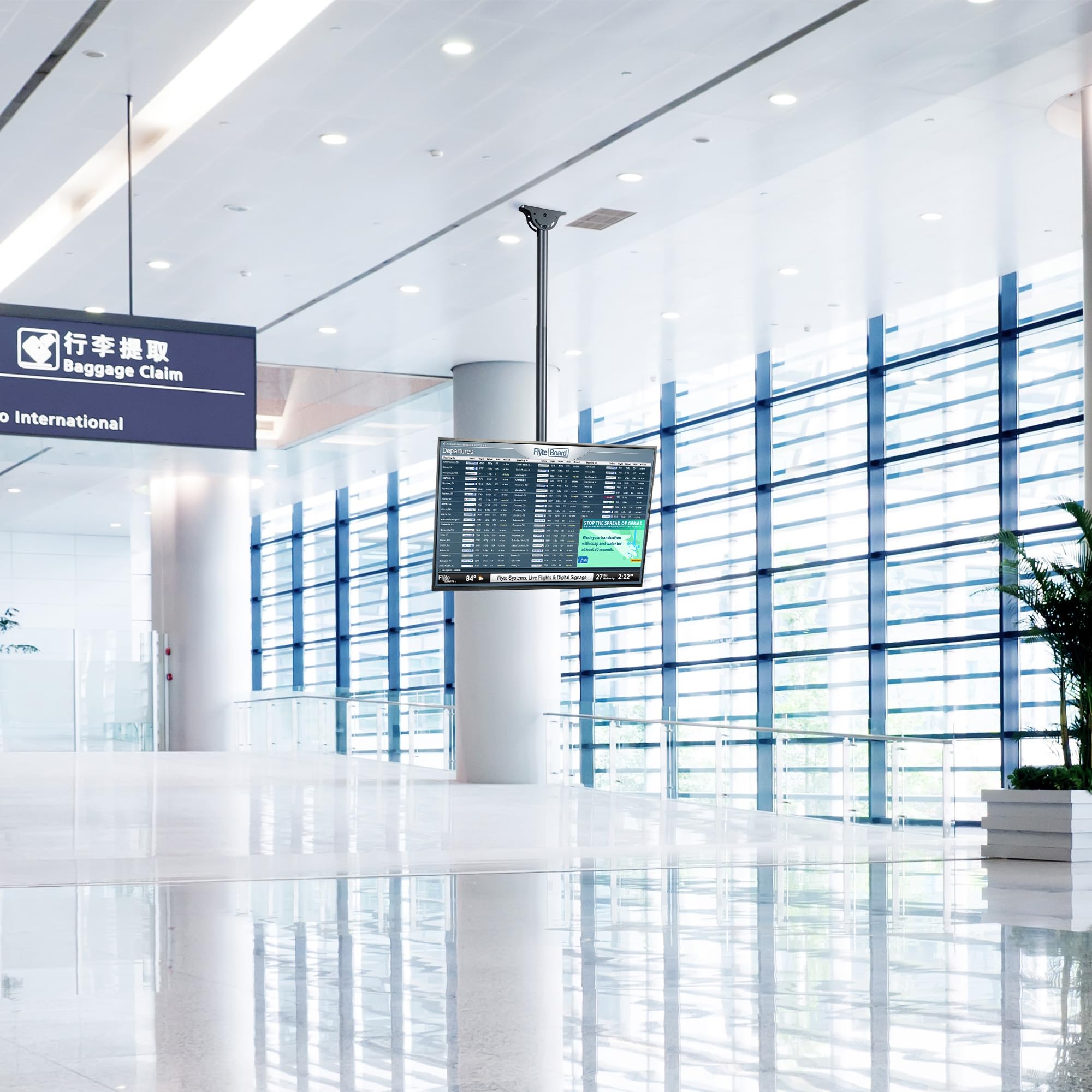 VIVO Ceiling TV Mount for 37 to 90 inch Screens, Telescoping Height Adjustment with 10ft Extension Pole, Fits Pitched/Vaulted Roof, VESA up to 800x400, Black, MOUNT VC90 10