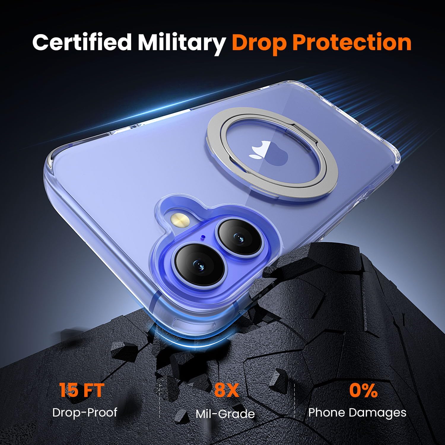 Toushion 3 In 1 For Iphone 16 Case Clear With Stand, Not Yellowing, Flexible Stable Stand,Kickstand,Fits Magsafe,Military-Grade