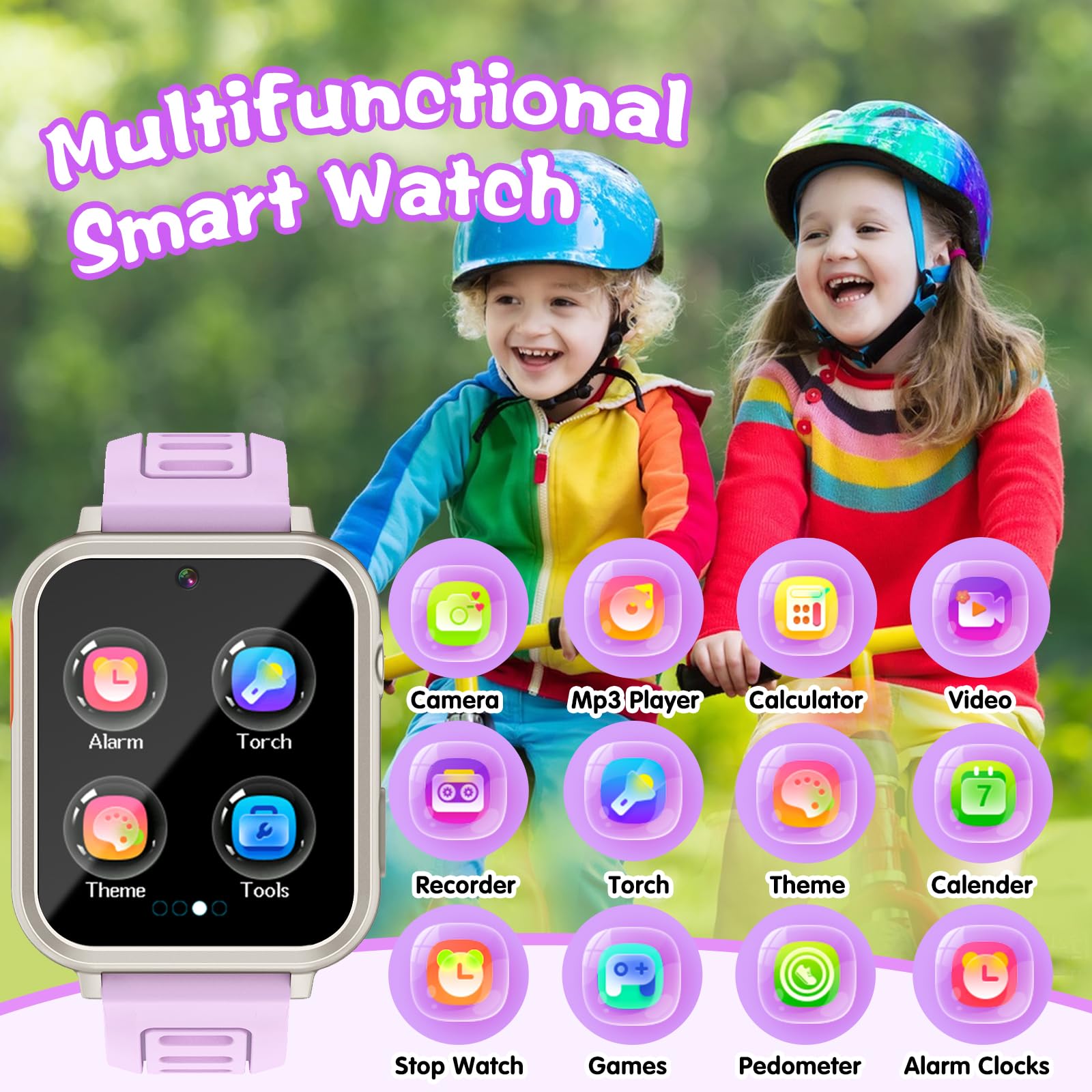 Sedzofan Kids Game Smart Watch With 24 Puzzle Games, Hd Touch Screen, Camera, Video, Music Player, Pedometer, Alarm Clock, Flash
