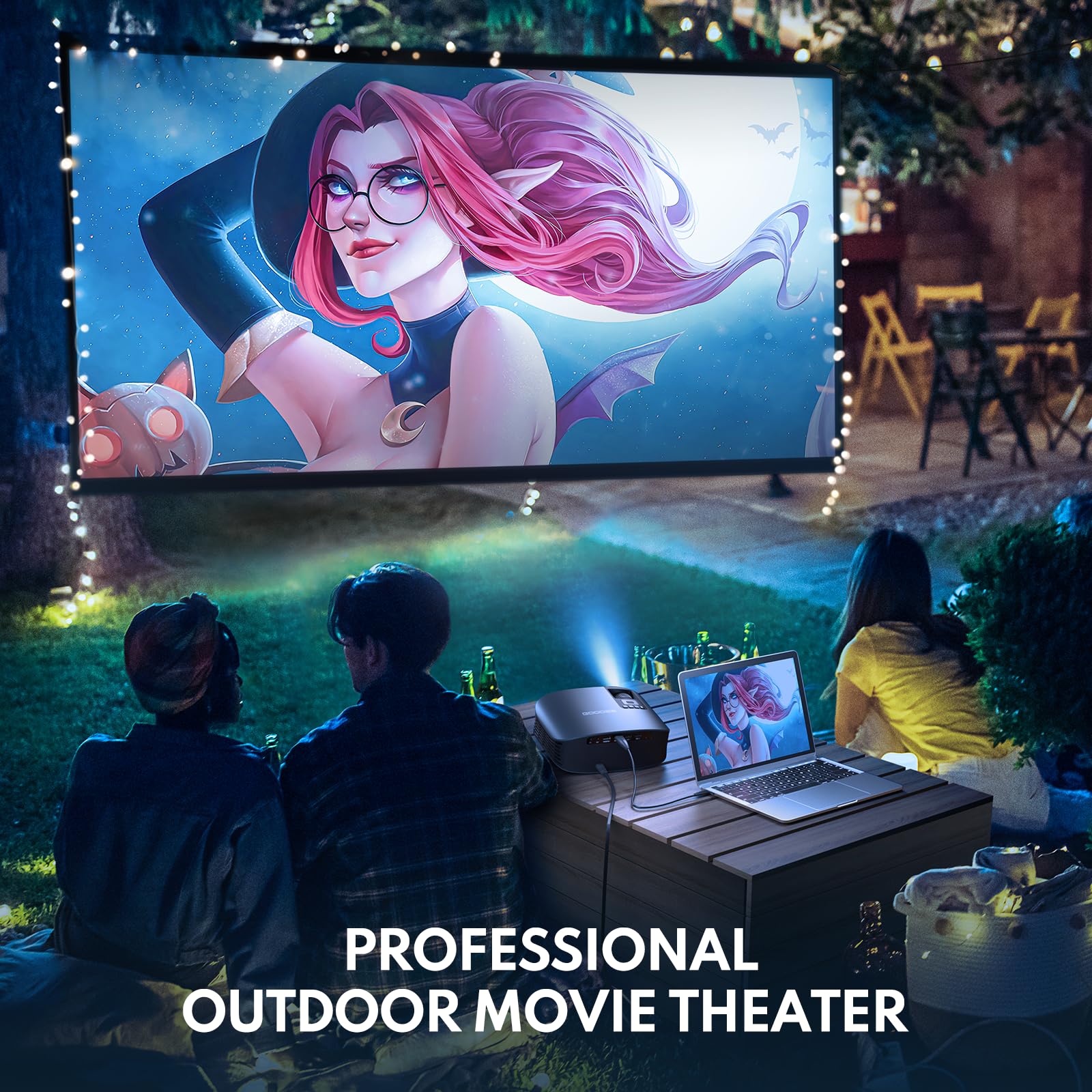 Goodee Projector 4K With Wifi And Bluetooth Supported, Fhd 1080P Mini Projector For Outdoor Moives, 5G Video Projector For Home