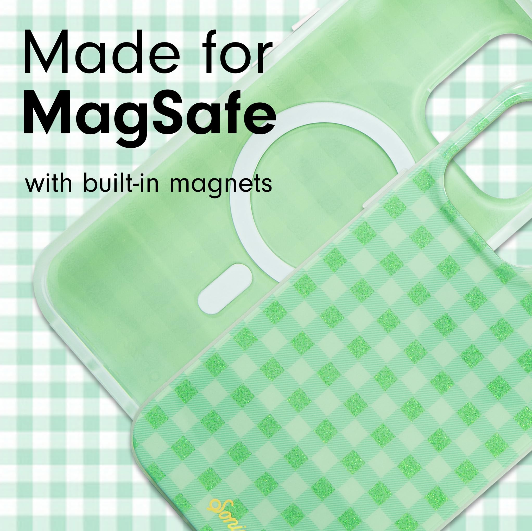Sonix Case For Iphone 15 Pro Max | Compatible With Magsafe | 10Ft Drop Tested | Minty Gingham