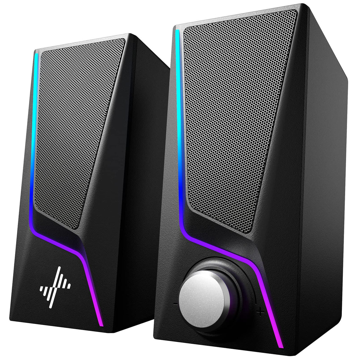 Computer Speakers, Pc Speakers With 6 Lighting Modes, Usb Powered Computer Speakers For Desktop Monitor With 2 Bass Boost Ports,
