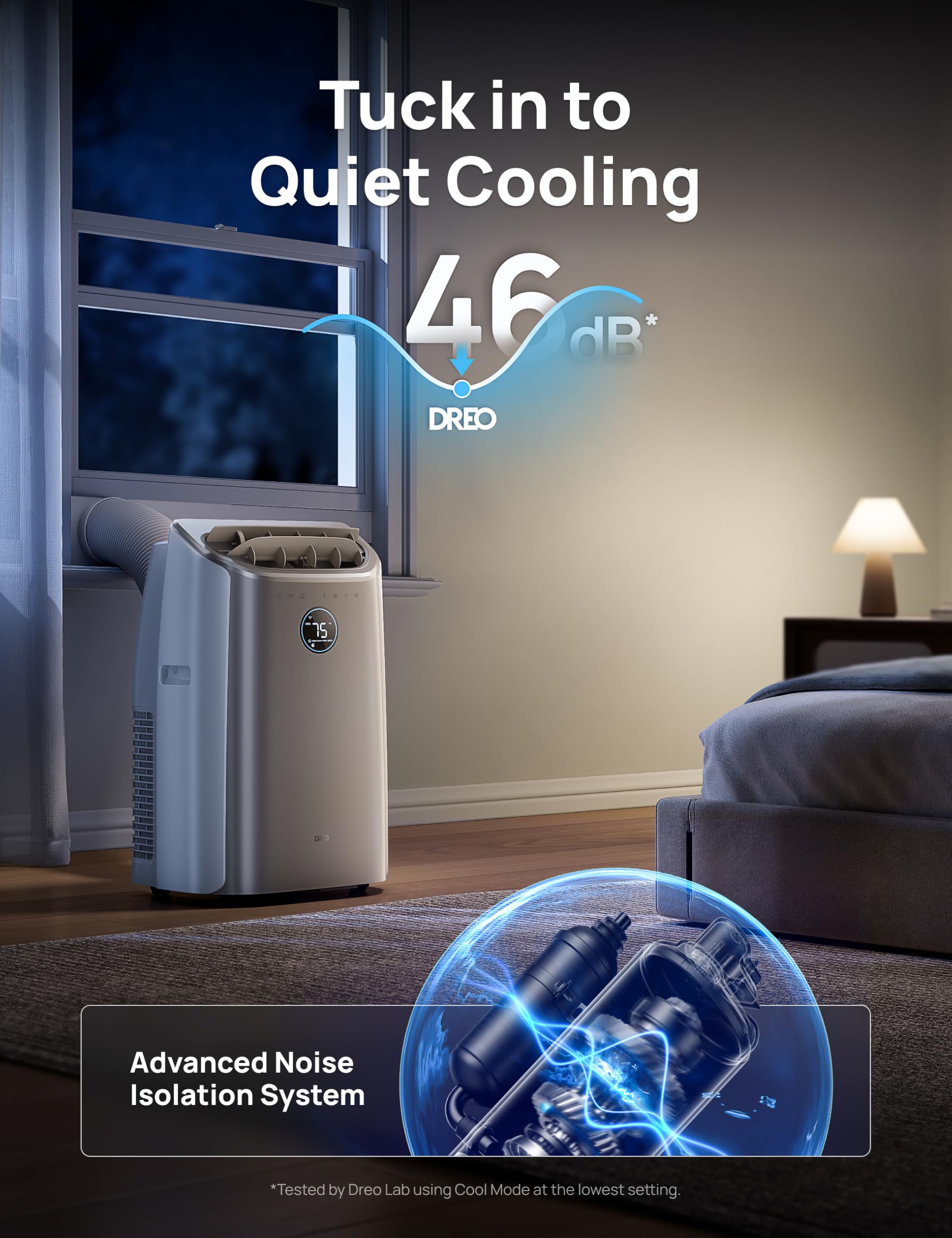 Dreo Portable Air Conditioners, 14,000 Btu Air Conditioner For Bedroom With Drainage Free Cooling, 46Db Quiet, App/Voice/Remote,