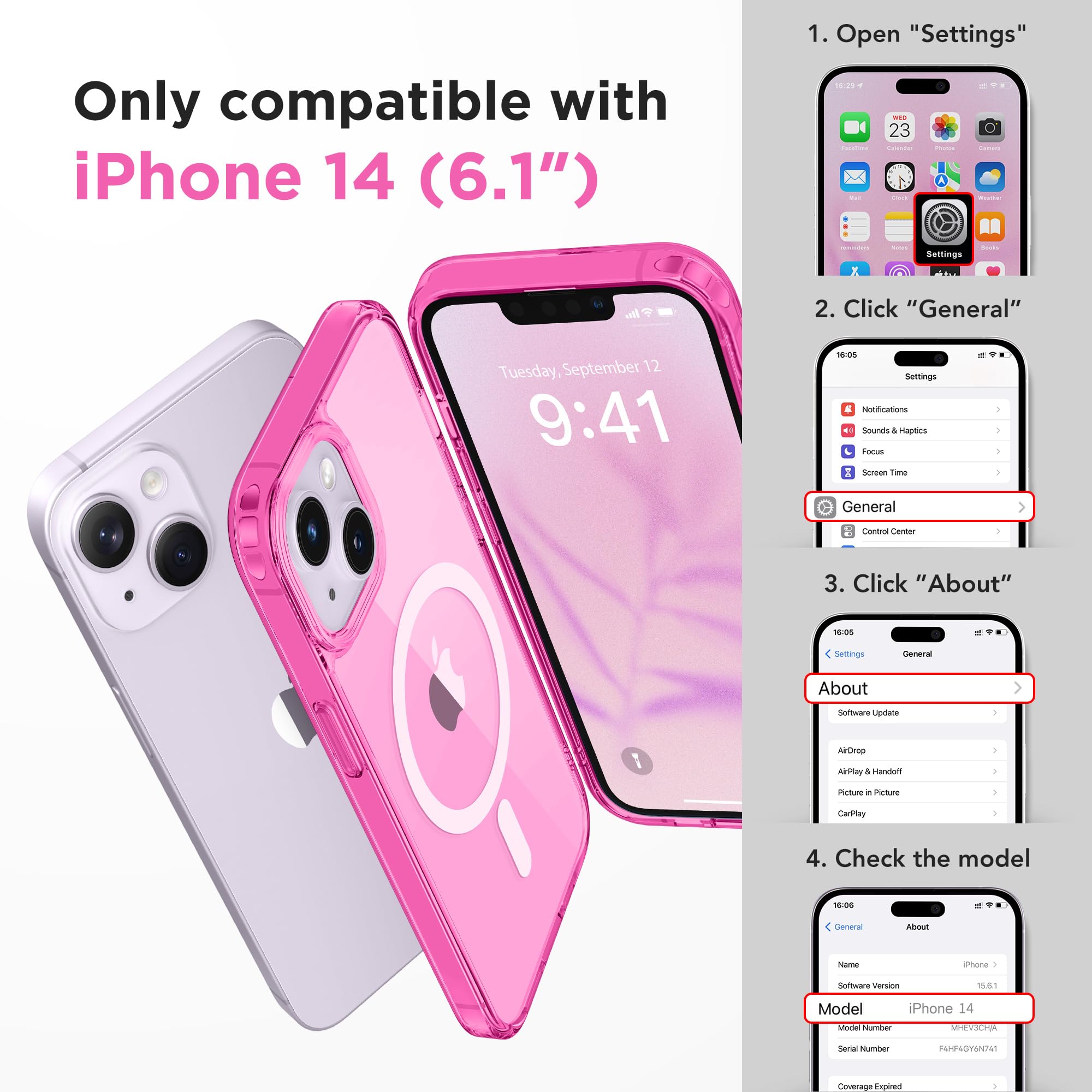 Magnetic For Iphone 14 Case,Compatible With Magsafe,[2 Screen Protector & 2 Camera Cover][Anti Fingerprint][Non Yellowing]Slim S