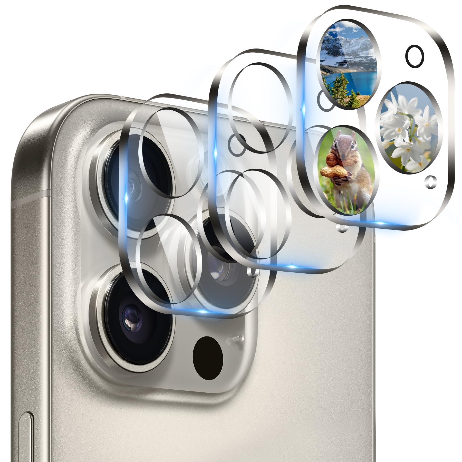 AIYEEN Camera Lens Protector (3 Pack) Compatible with iPhone 16 Pro 6.3 & iPhone 16 Pro Max 6.9 Camera Lens Cover Protection, 9H